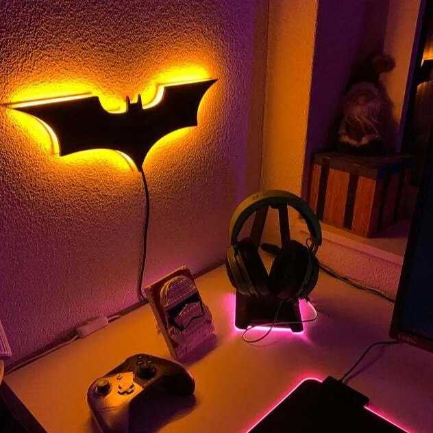 Batman LED Wall Light with Wireless Remote Control - Superhero Themed Night Light for Kids Room, Bedroom, and Game Room Decor