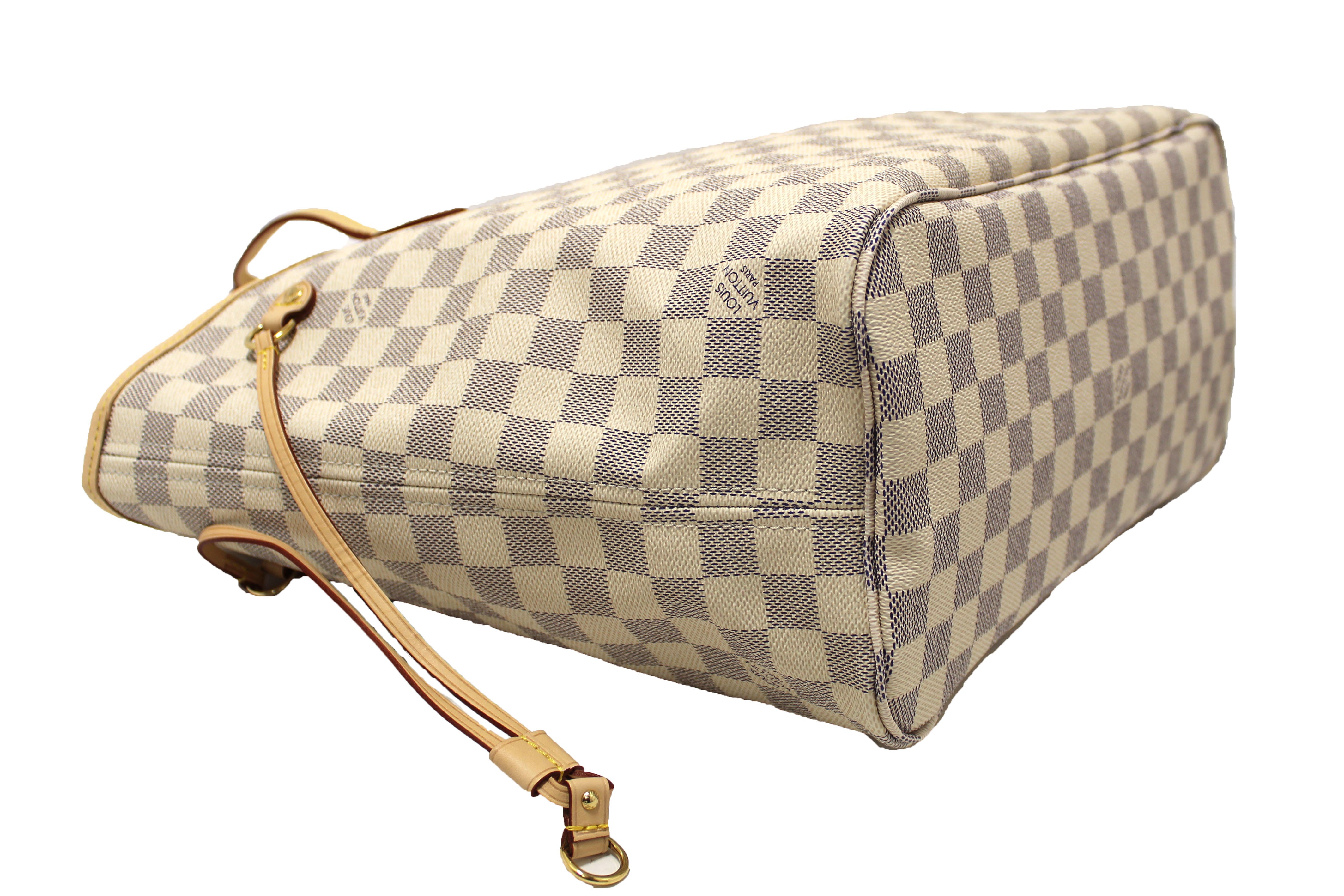 Authentic Louis Vuitton Damier Azur Neverfull MM Tote Bag - Luxury Designer Shoulder Bag for Women, Perfect for Work, Travel & Shopping