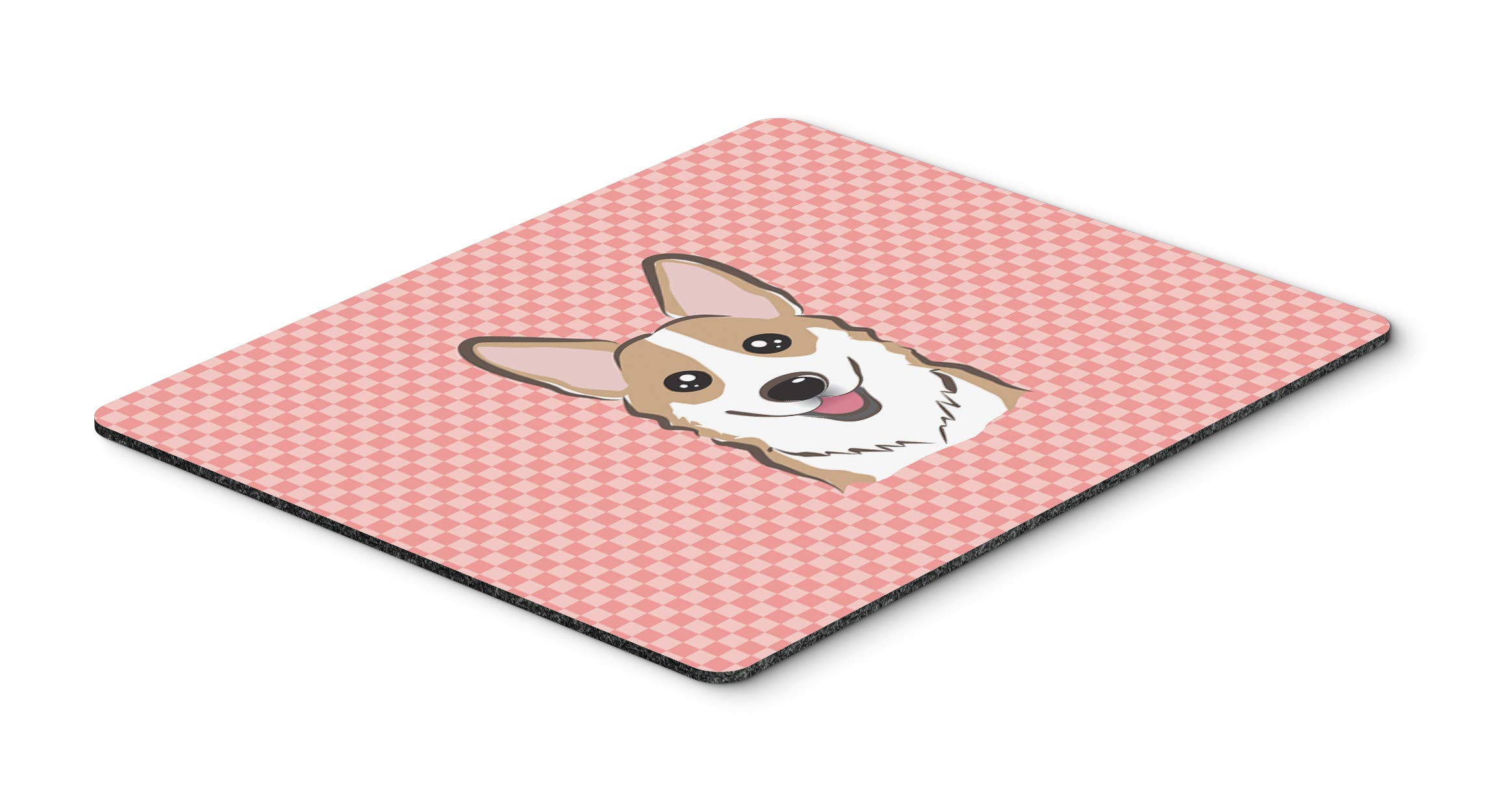 Caroline's Treasures BB1253MP Pink Corgi Checkerboard Mouse Pad - Non-Slip Large Gaming Mousepad, Hot Pad & Trivet for Office, Home, Computer, Laptop - Washable Desk Mat for Work & Play