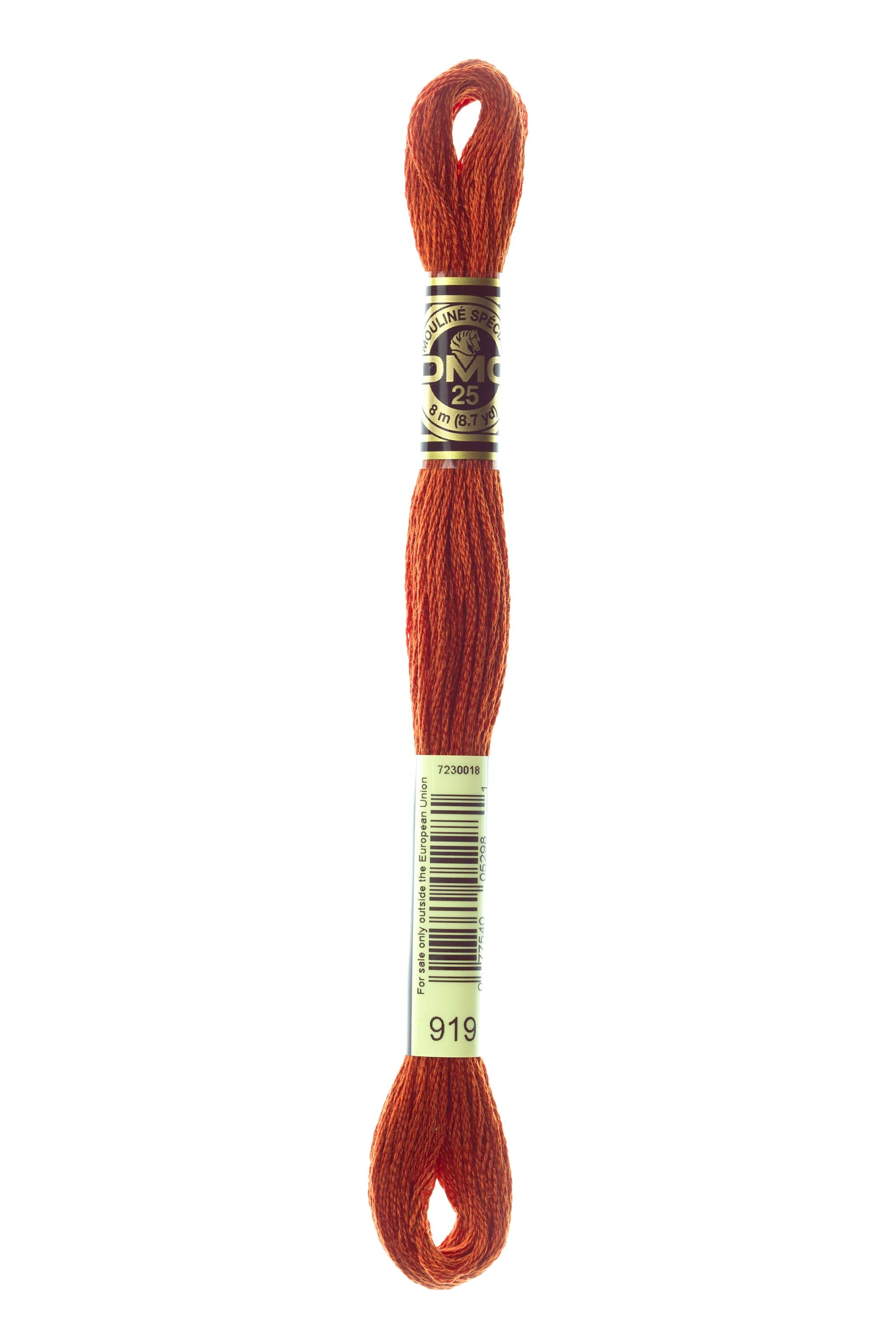 DMC 919 100% Cotton Embroidery Floss - 8.7 Yards (8m) Skein - 6 Strand for Cross Stitch, Needlepoint & Hand Embroidery - Perfect for DIY Crafts, Scrapbooking & Home Decor Projects