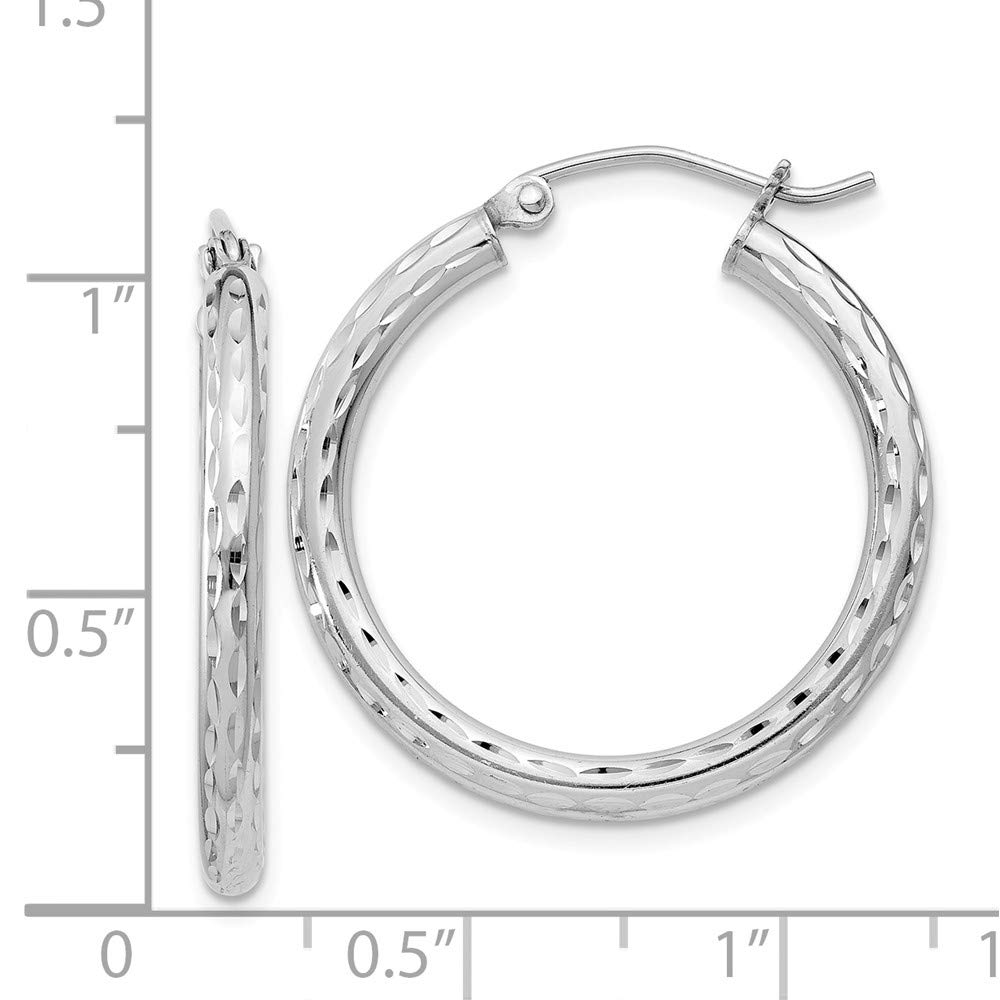 Sterling Silver Rhodium-Plated 2.25mm Shiny-Cut Hoop Earrings for Women | Hypoallergenic & Tarnish-Resistant | Perfect for Everyday Wear, Parties & Gifts (QE3534)
