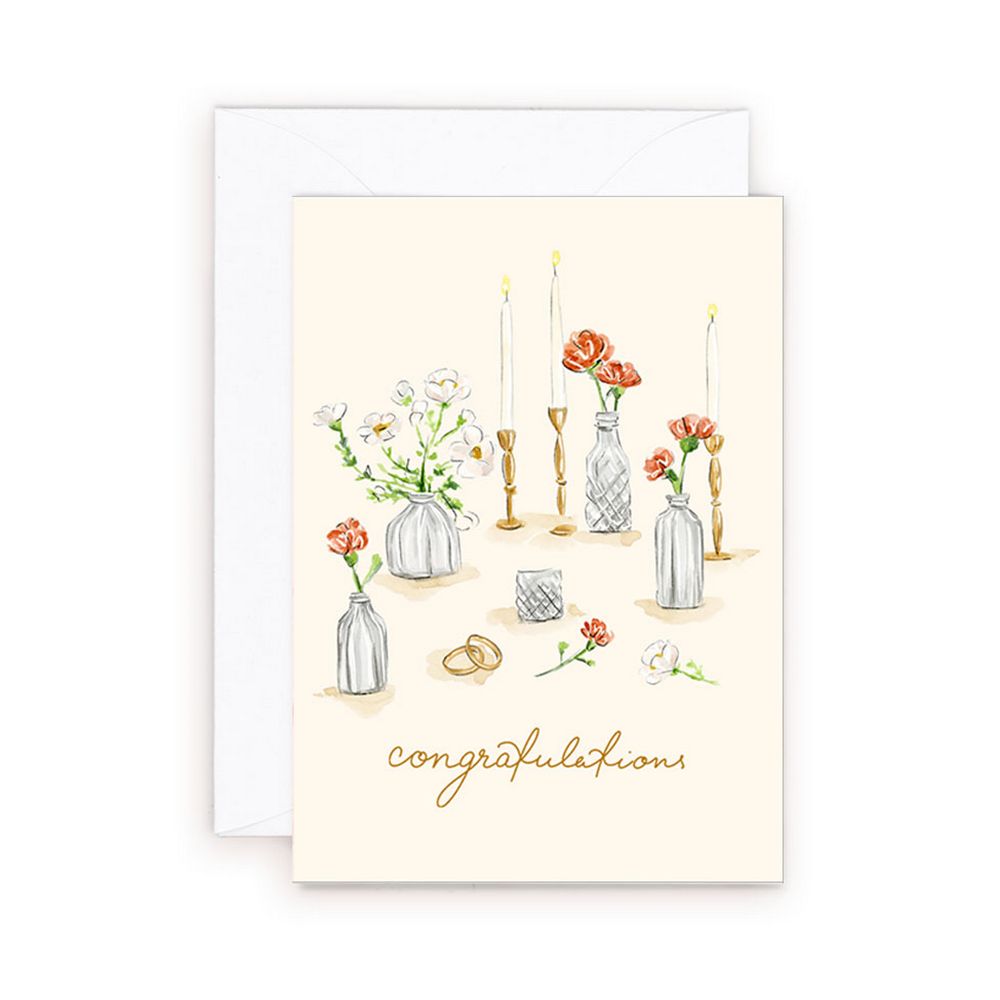 ALMEIDA ILLUSTRATIONS Wedding Congratulations Card - Mini Size Greeting Card for Newlyweds, Bridal Shower & Anniversary Gifts