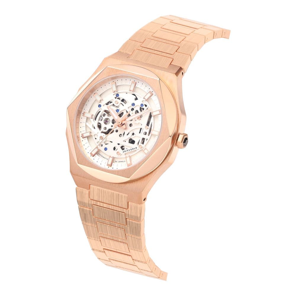 Aries Gold Voltamic Rose Gold Stainless Steel Men's Watch G 9031 RG SRG - Luxury Dress Watch for Business, Formal Events & Gifts