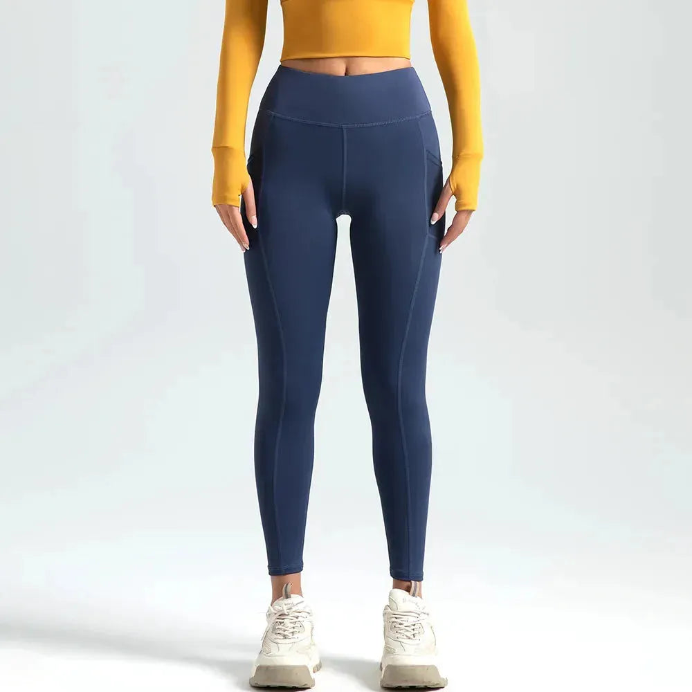Women's High Waist Yoga Pants with Butt Lift & Mesh Side Pockets - Quick Drying Stretchy Workout Tights for Running, Fitness & Gym - Perfect for Yoga, Pilates & Lounge Wear