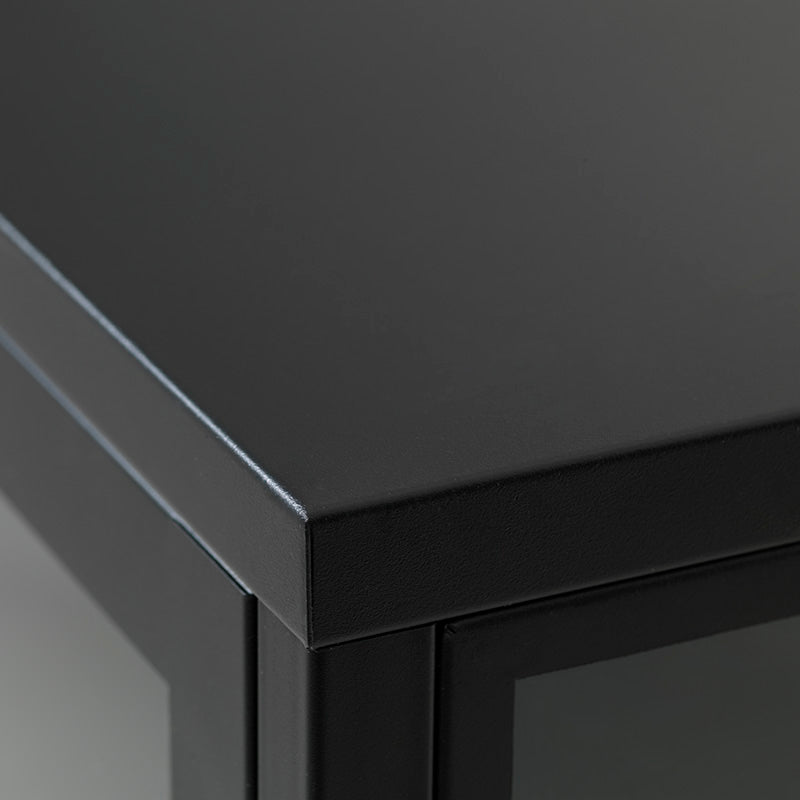 Modern CARMEL 4 Glass Door Sideboard Buffet Cabinet - 170cm Wide Black Wooden Storage Unit for Dining Room & Living Room - Perfect for Displaying China, Glassware & Home Decor