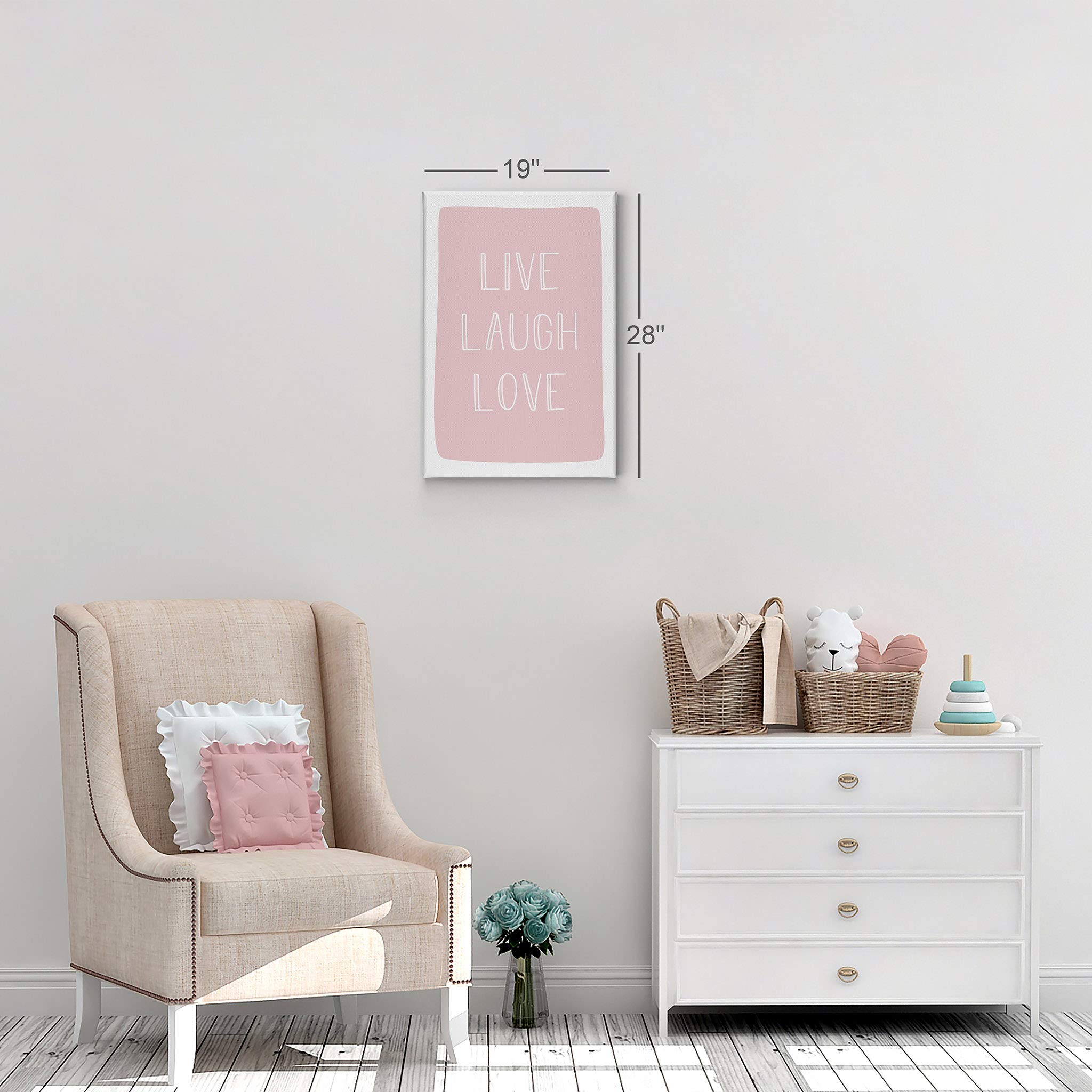 Live Laugh Love Pink Canvas Wall Art - 17x11 Inch Ready to Hang Nursery Decor, Kids Room Decor, Baby Room Decor - Made in USA - Perfect for Bedrooms, Playrooms & Gift Giving