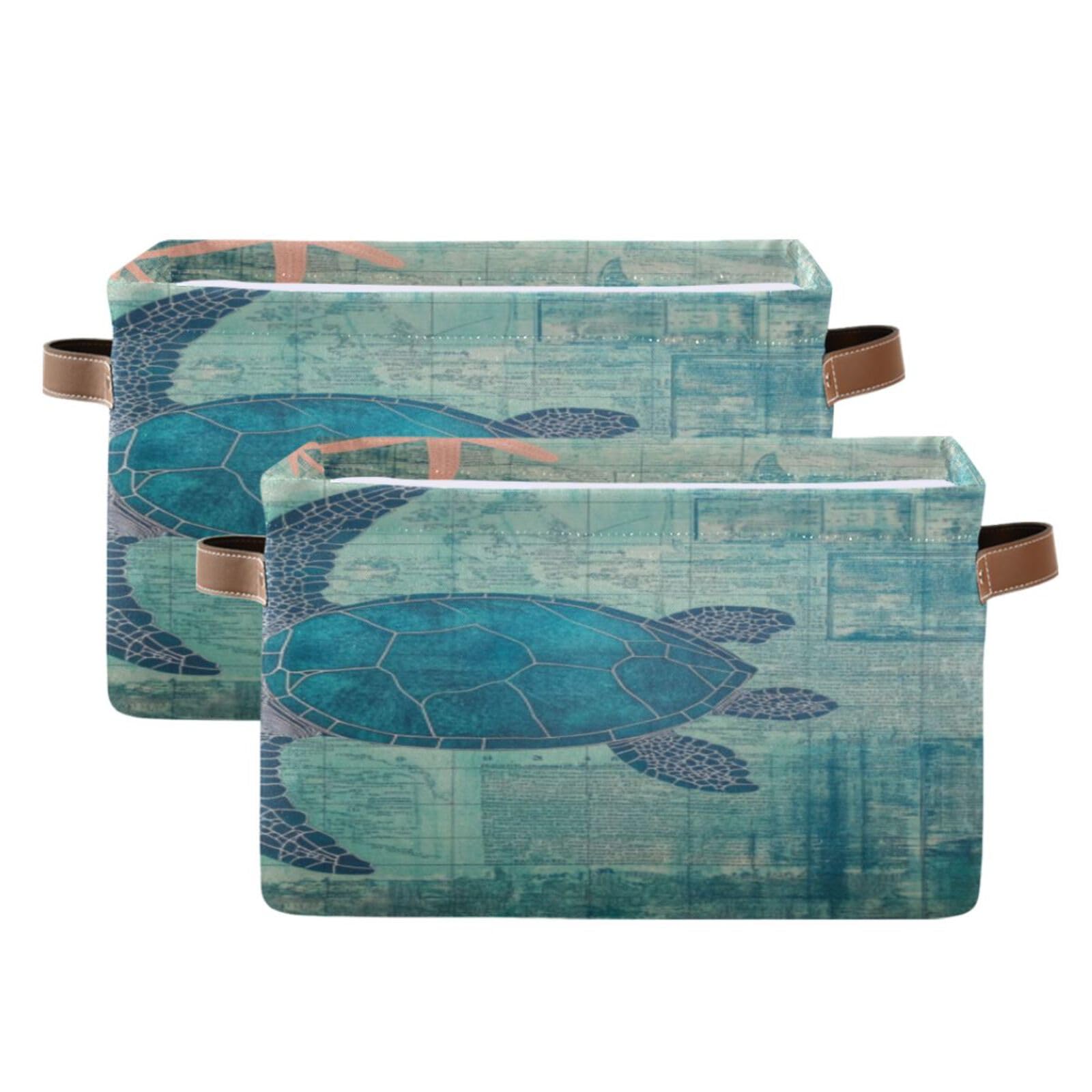 Large Fabric Storage Bins with Handles - Decorative Collapsible Baskets for Shelves, Closet Organizers | Perfect for Clothes, Toys, Home Storage & Pet Turtles | Space-Saving Home Organization Solution