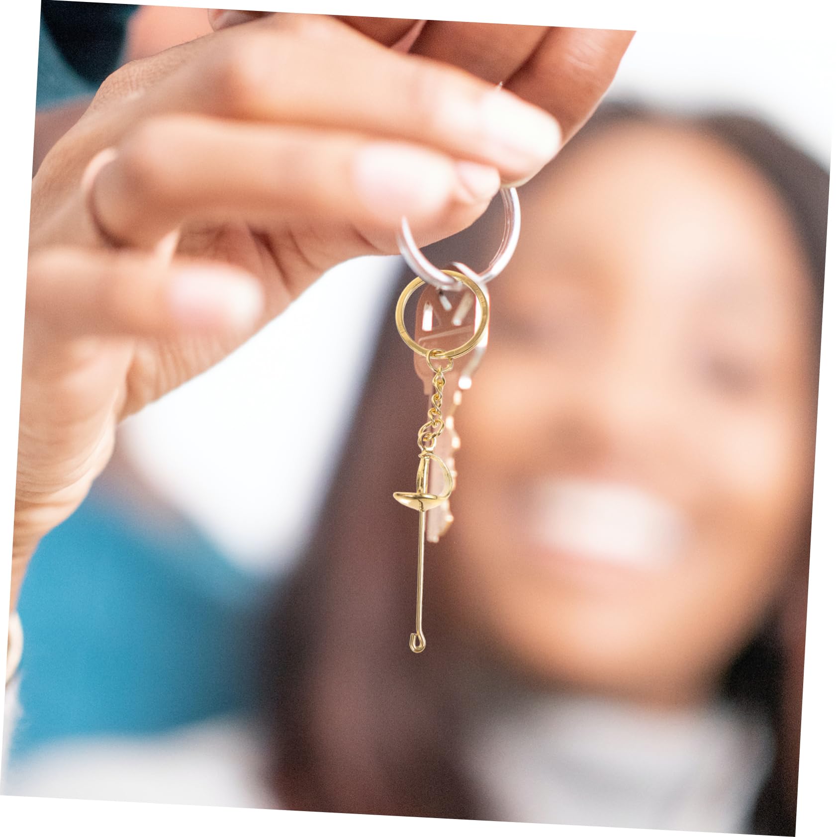 Outanaya 4-Piece Metal Sports Keychain Set - Gold Fencing & Athletic Key Rings - Perfect for Athletes, Coaches & Sports Enthusiasts - Ideal for Gifts, Gym Bags & Car Keys