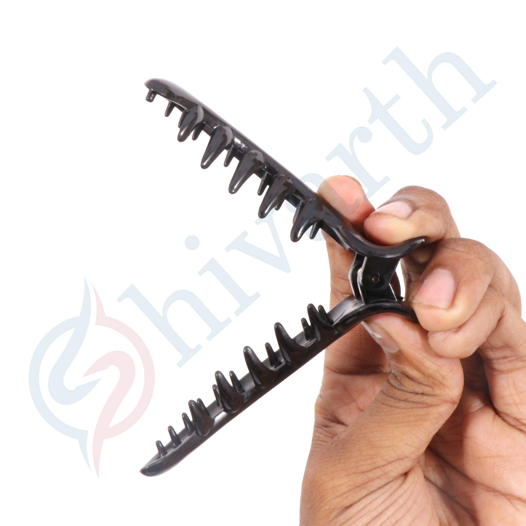 Shivarth Black Plastic Hair Clips for Women & Girls - 6 Piece Set | Hair Accessories for School, Work & Everyday Styling