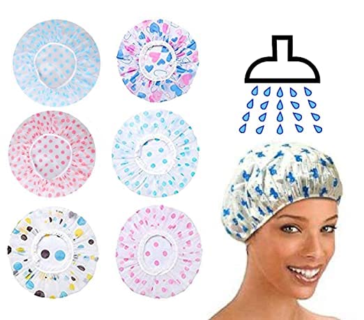 Waterproof Reusable Shower Caps for Women - 3 Pack Multicolor Elastic Hair Bath Caps | Perfect for Swimming, Spa, Travel & Home Hair Care