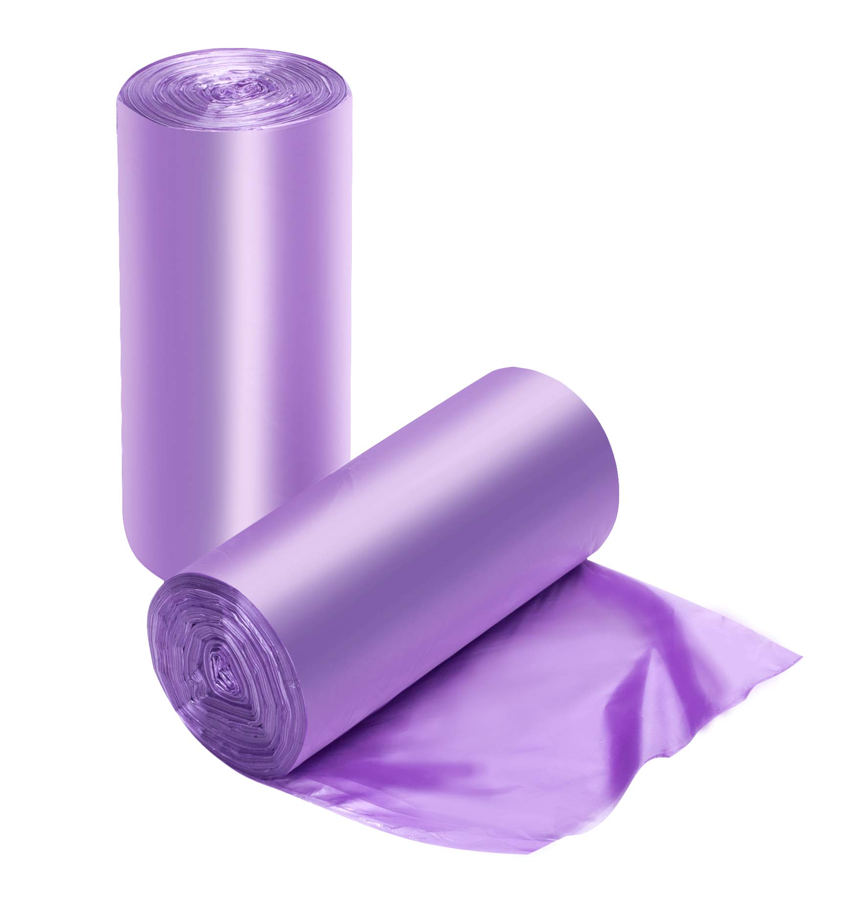 Small Trash Bags 1.2 Gallon (80 Count, 2 Rolls) - Unscented Purple Wastebasket Liners for Bathroom, Bedroom & Office Trash Cans (5 Liter Capacity) | Perfect for Small Spaces, Desk Bins & Mini Waste Baskets