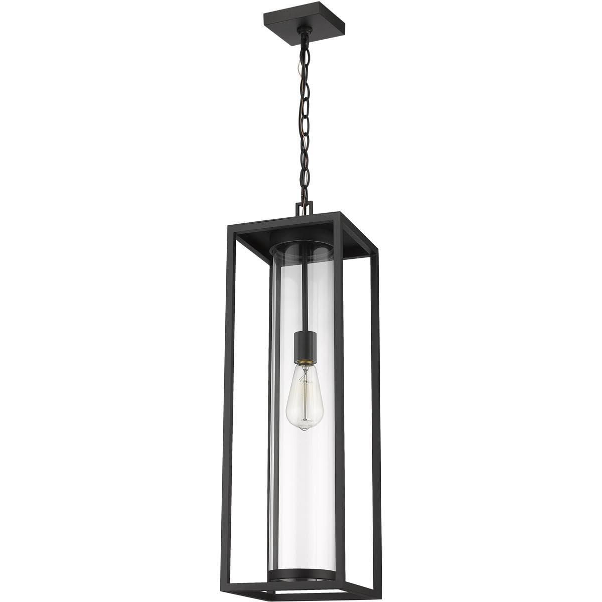 Z-Lite 1 Light Outdoor Chain Mount Ceiling Fixture 584CHB-BK, Black - Weatherproof Hanging Light for Porch, Patio, and Garden Decor