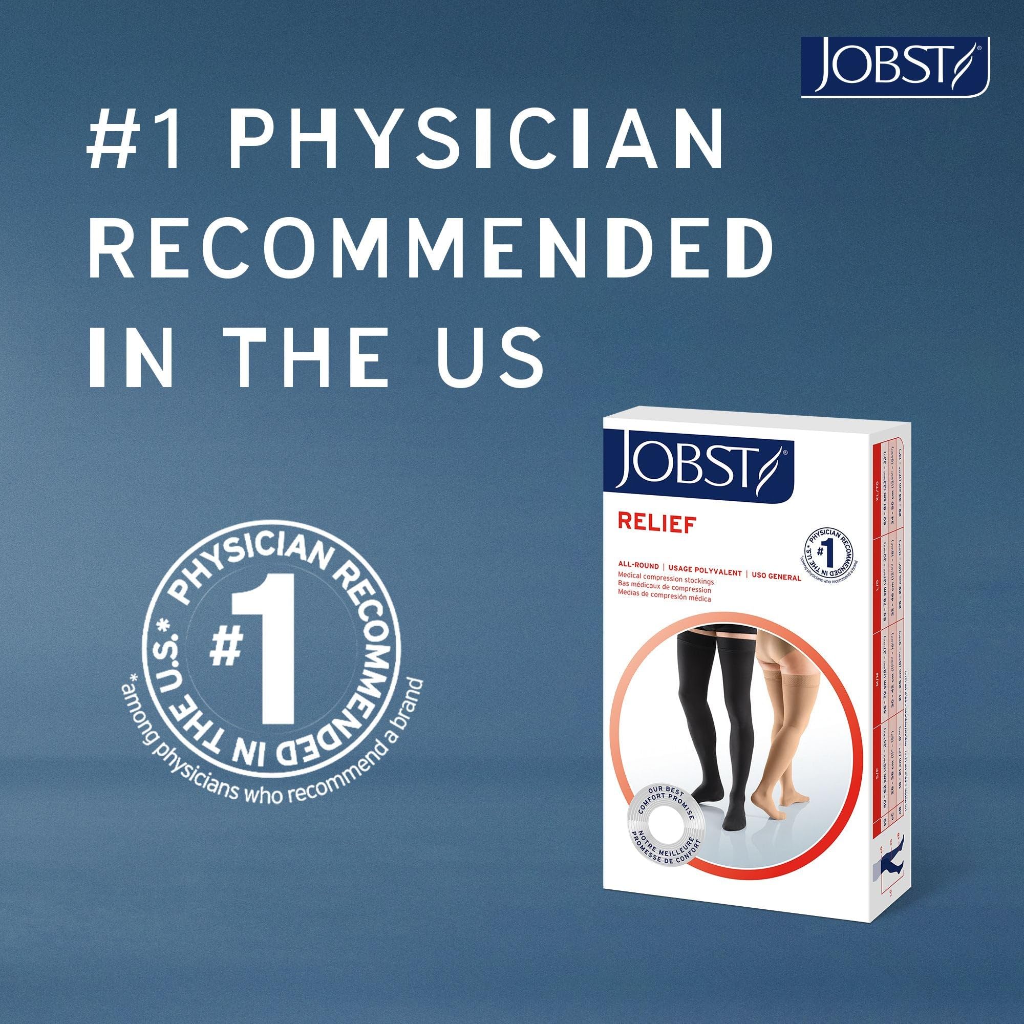 JOBST Relief 30-40 mmHg Waist High Compression Stockings for Women & Men - Medical Grade Pantyhose with Closed Toe for Circulation, Varicose Veins & Swelling Relief - Perfect for Travel, Work & Pregnancy Support