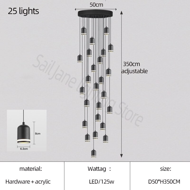Swirl Staircase Chandelier - Modern Crystal Ceiling Light Fixture for Foyer & Stairwell | Elegant Home Lighting Solution for Entryway, Hallway & Staircase Decor