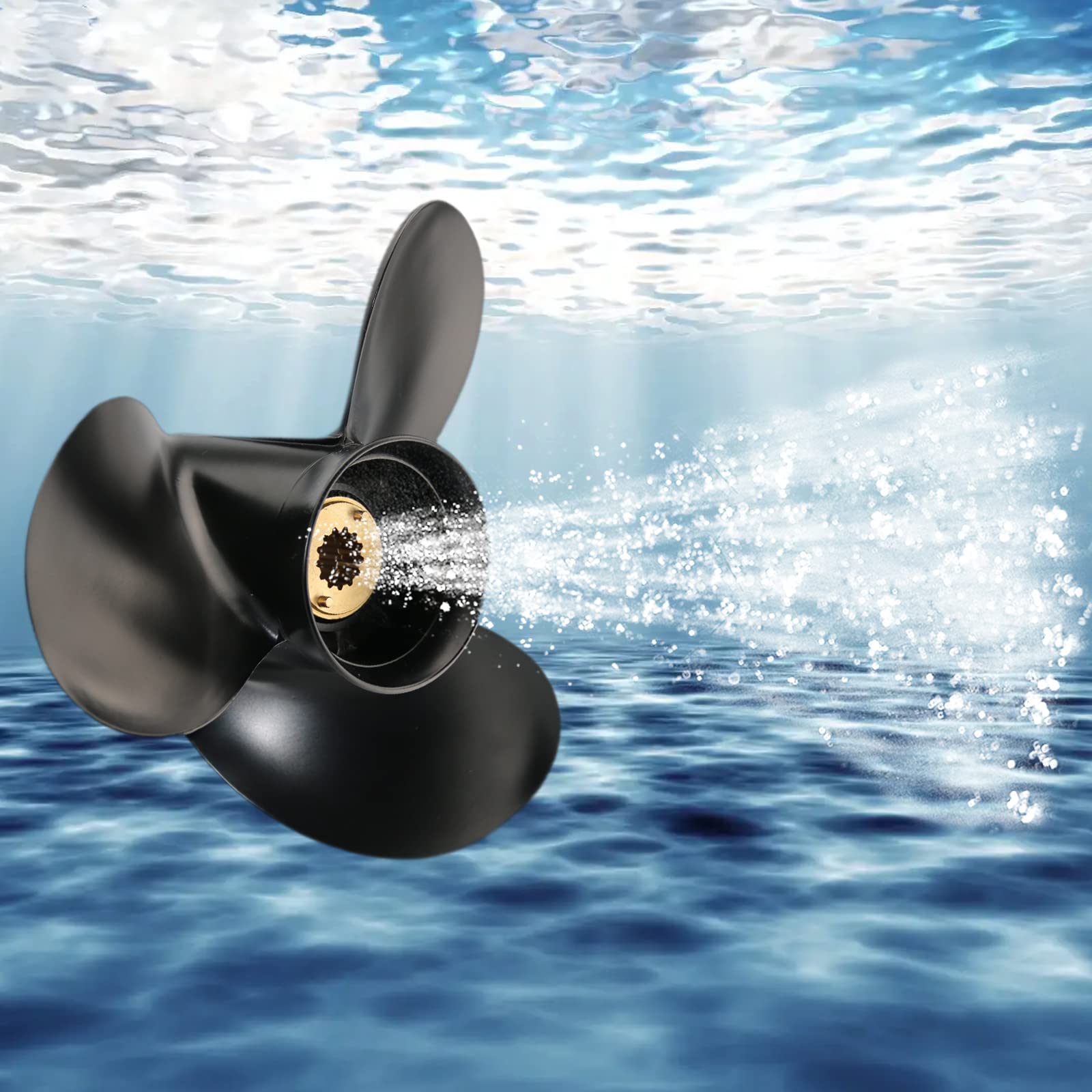 Jetman Aluminum Boat Propeller 3-Blade 13 Spline RH - Compatible with Mercury Outboard Engines 25HP-70HP (25HP/35HP/45HP/50HP/55HP/60HP/70HP) - Perfect for Fishing, Boating & Water Sports
