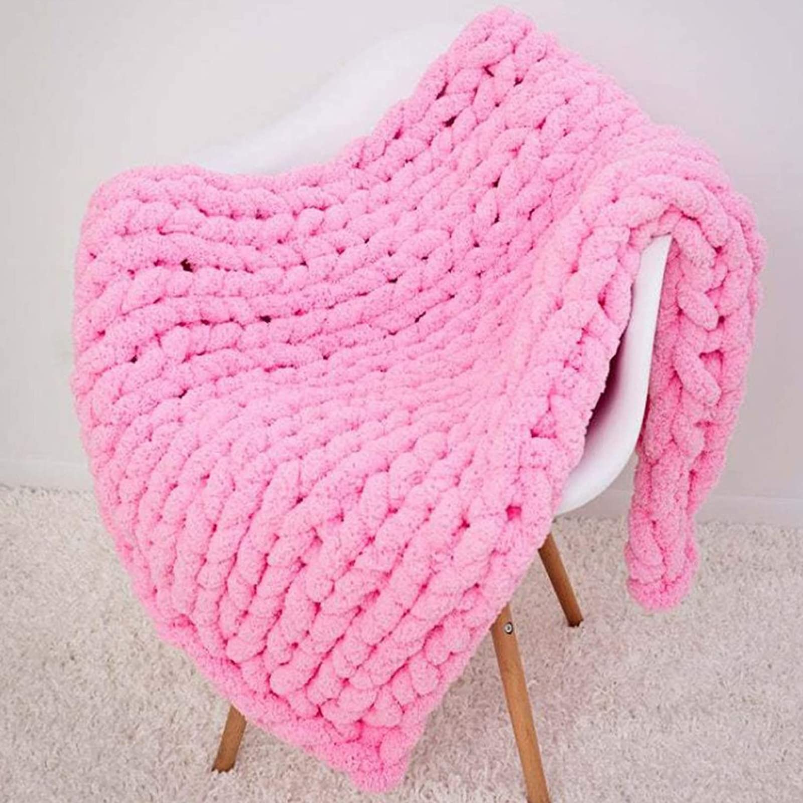 Luxury Chenille Knit Blanket - Handmade Chunky Knit Throw for Bed, Sofa & Chair - Soft Arm Knit Blanket for Home Decor - 120x150cm (Color A) - Perfect for Cozy Evenings, Winter Warmth & Gift Giving