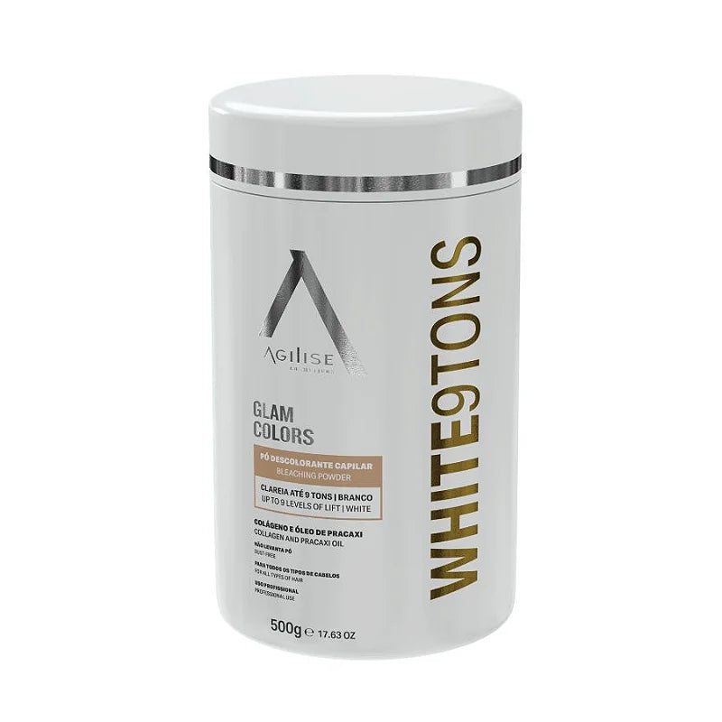 Agilise Professional Glam Colors White 9 Tones 500g / 16.9 Fl Oz - Premium Hair Dye for Salon & Home Use, Perfect for Blonde Highlights & Gray Coverage