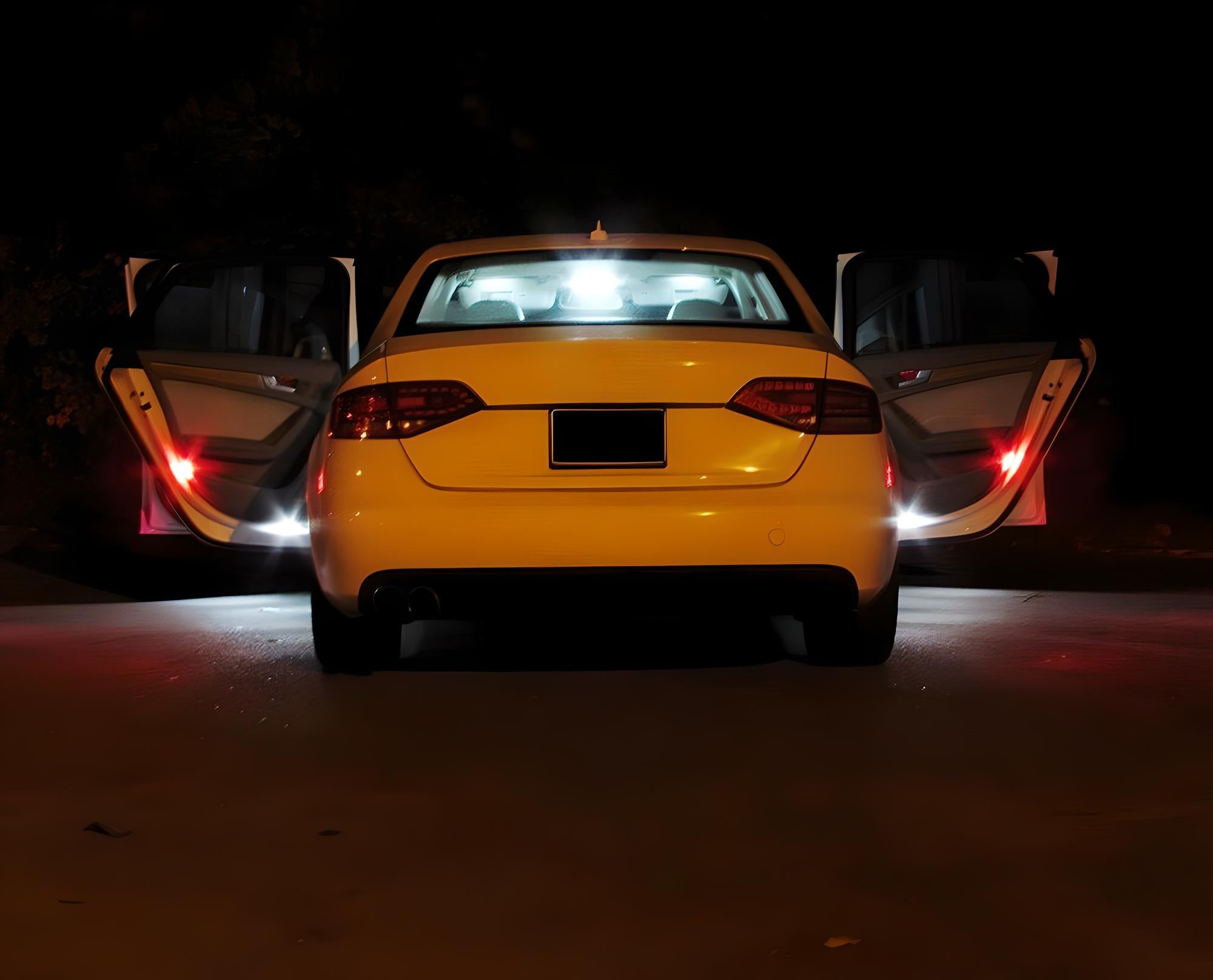 2PCS Red Full LED Interior Car Lights Kit - Footwell, Side/Under Door, Dash & Trunk Cargo Lighting for Audi VW | Enhance Ambience & Safety for Night Driving