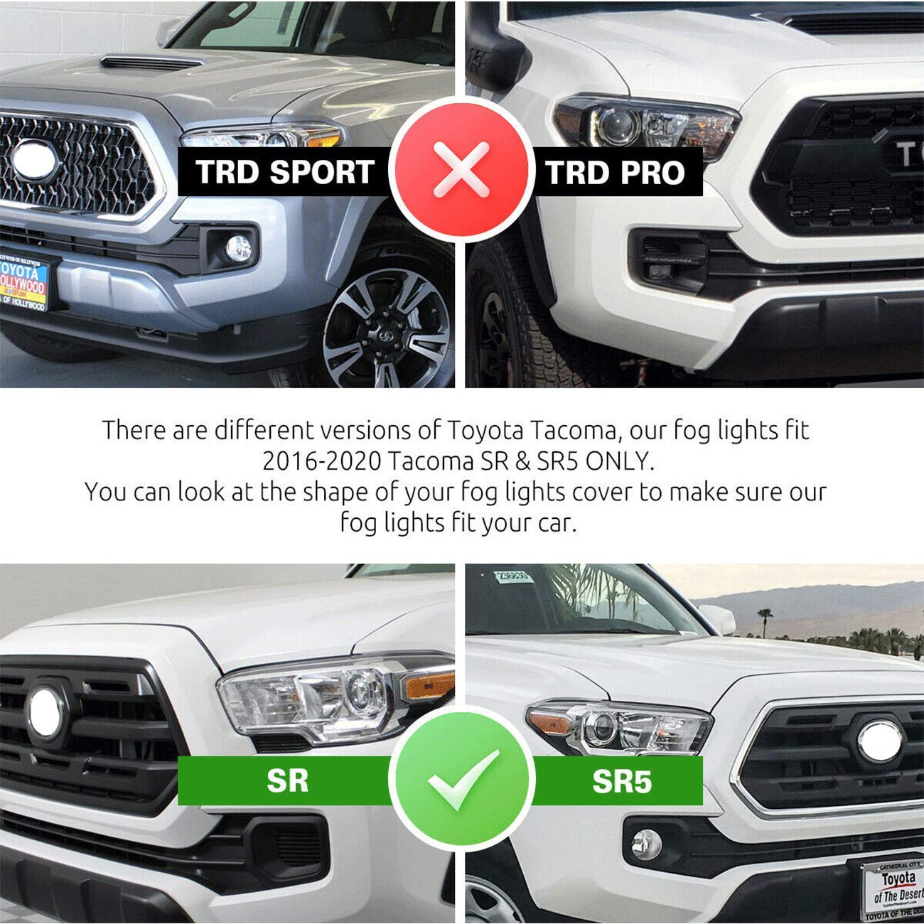 **LED Fog Lights for Toyota Tacoma 2016-2020 - DRL Fog Light Kit, Dual-Color White/Amber - Direct Replacement for Tacoma Fog Lamps - Perfect for Off-Roading & Night Driving**