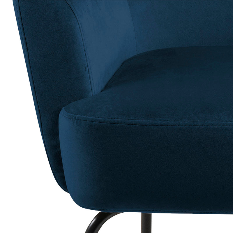 MONROE Lounge Chair - Navy Blue Mid-Century Modern Accent Chair for Living Room, Bedroom, or Office - Comfortable Upholstered Armchair with Solid Wood Legs