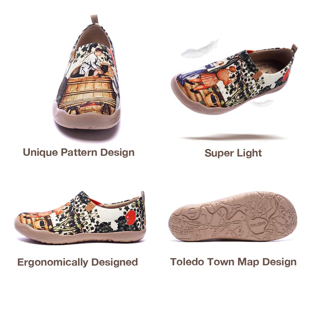 UIN Women's Art Travel Slip-On Shoes - Lightweight Breathable Casual Loafers for Women | Comfortable Walking Shoes for Travel, Work & Everyday Wear