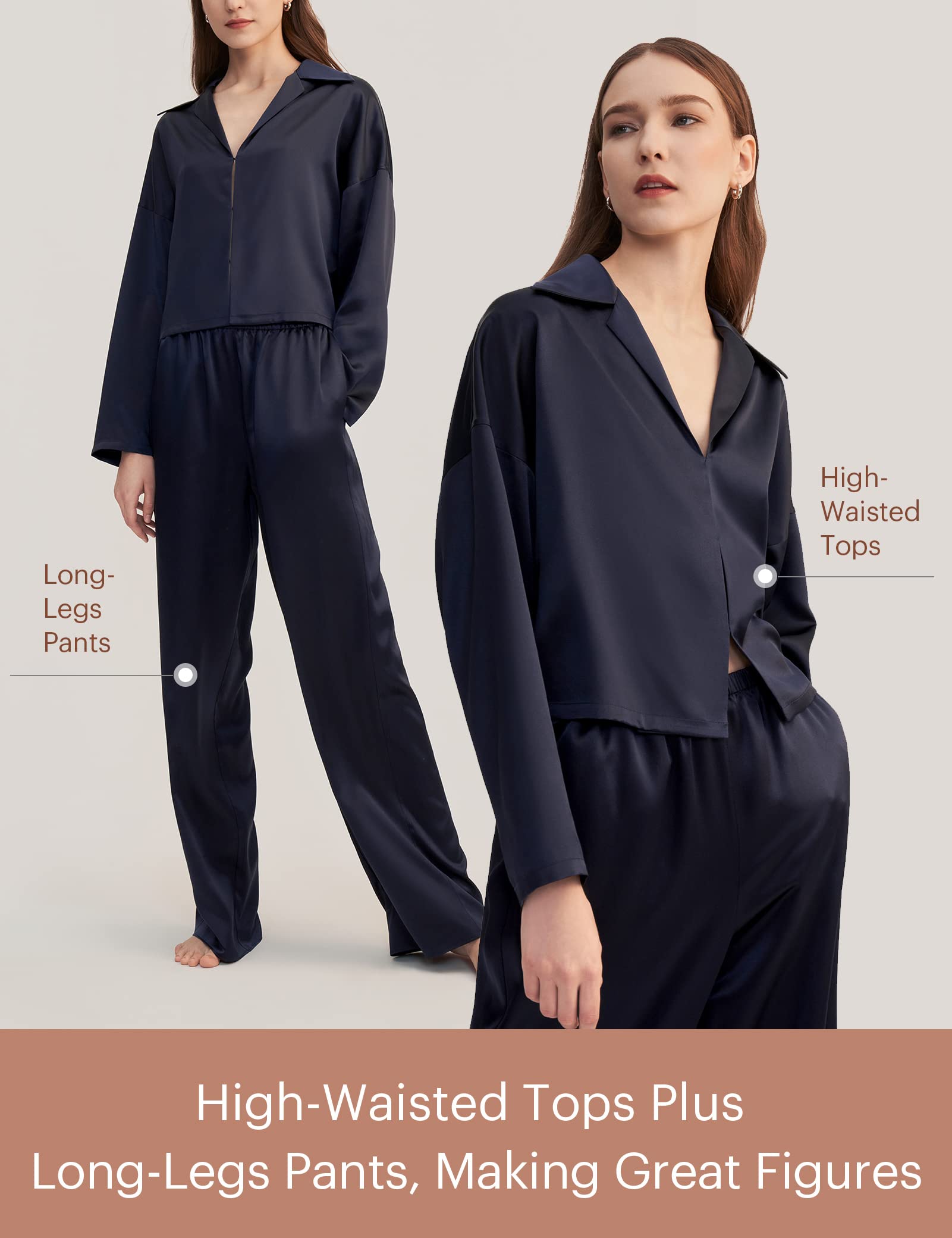 LilySilk Women's 100% Pure Silk Pajama Set - Luxurious 2-Piece PJS for Sleep & Lounge - Perfect for Gifts, Bridal Shower & Relaxing Evenings