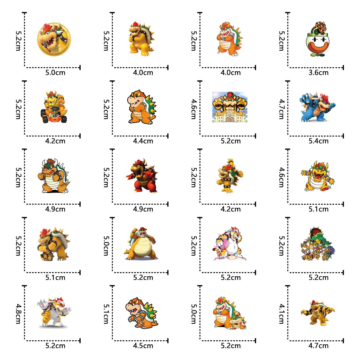 62 Pcs Bowser Stickers Set - Waterproof Vinyl Decals for Nintendo Fans, Birthday Party Decorations, DIY Scrapbooking & Laptop Customization - Perfect for Water Bottles, Suitcases, Gaming Gear & More