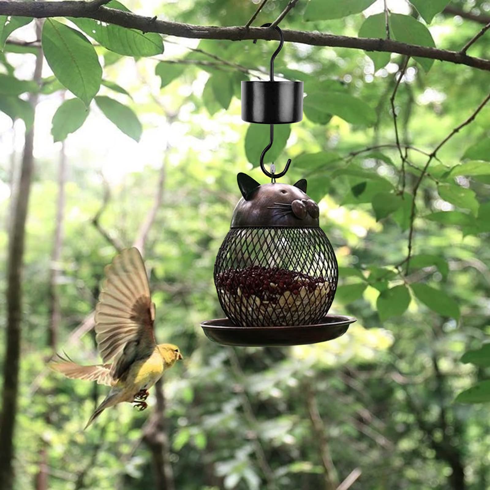2 Pack Large Ant Moat for Hummingbird Feeders - Black Hummingbird Feeder Accessories with 2 Cleaning Brushes (Black+Red) - Outdoor Garden Bird Watching & Backyard Wildlife Protection