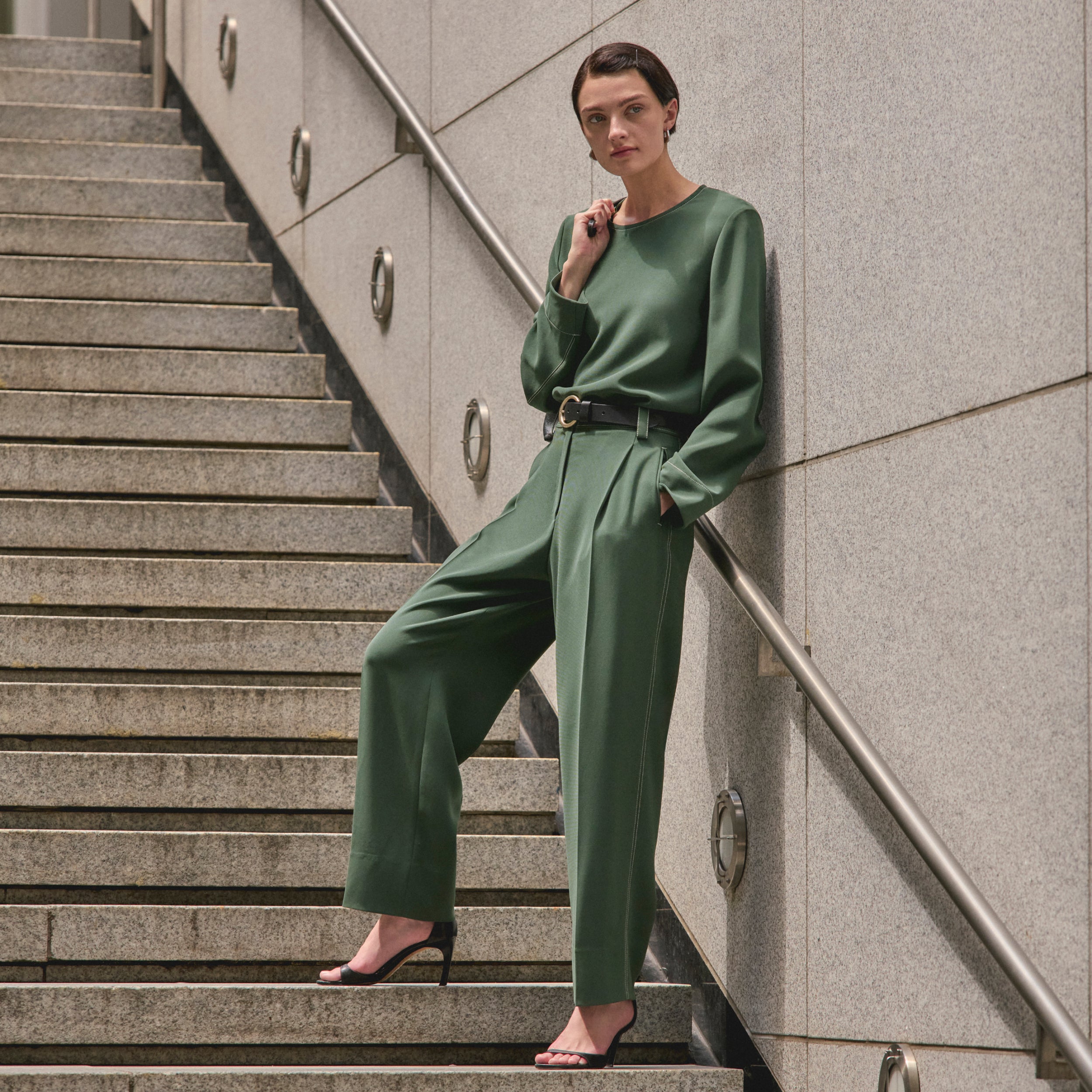 Arlo Breeze Pant - Everyday Crepe Pants for Women in Dusty Pine | Comfortable Casual Wear for Work, Travel & Relaxation