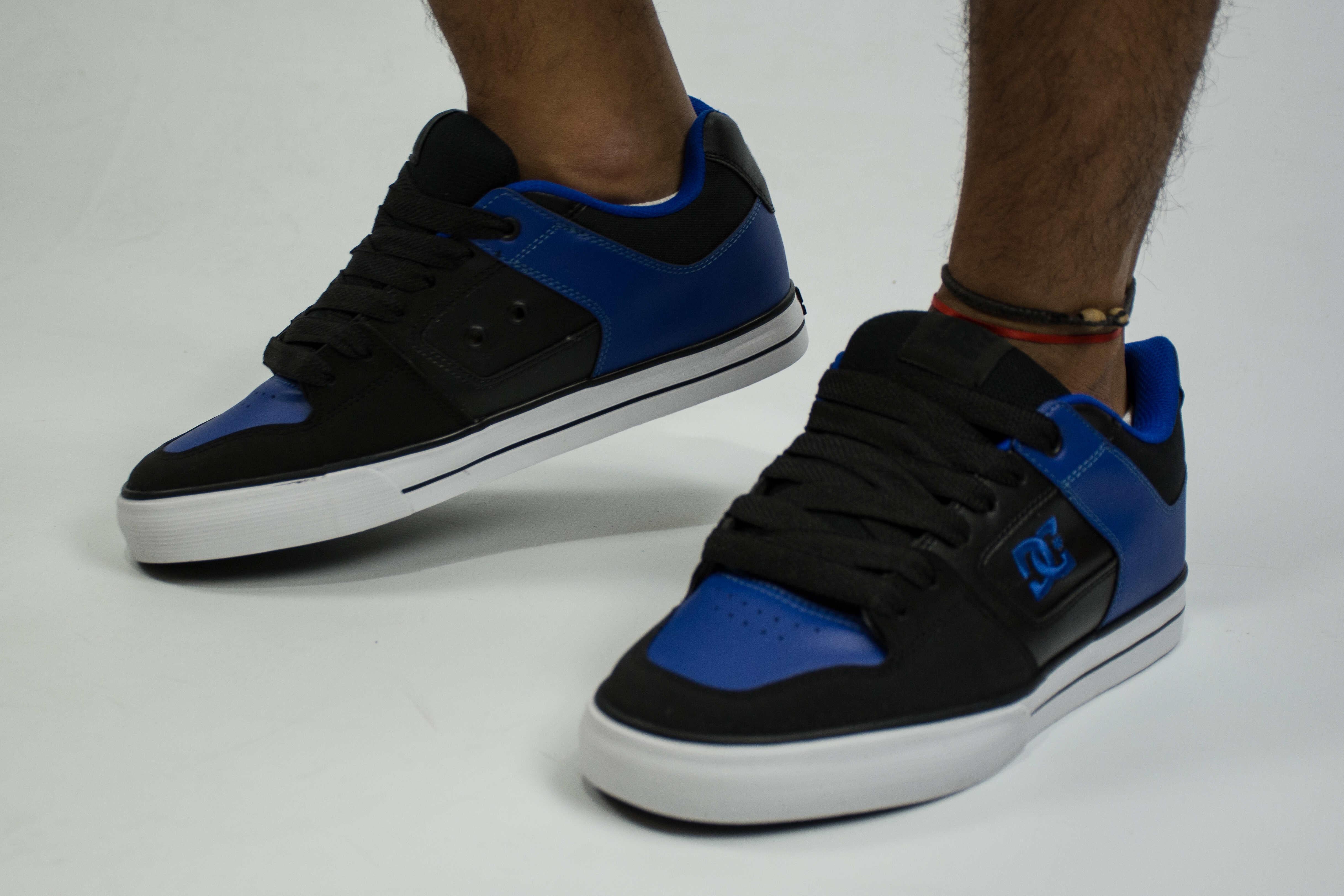 DC Pure BR4 Skate Shoes for Men - Black & Blue High-Performance Sneakers for Skateboarding, Streetwear & Casual Wear