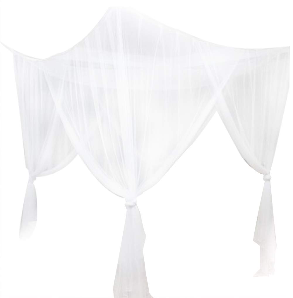 Universal 4 Corner Mosquito Net for Full to King Size Beds - White, Bedroom Protection