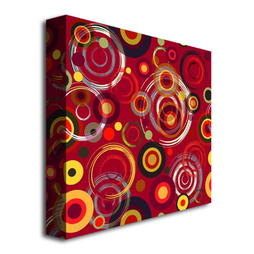 Trademark Fine Art Raindrops on Red Canvas Wall Art - 18x18 Inch Square Modern Painting for Living Room, Bedroom & Office Decor