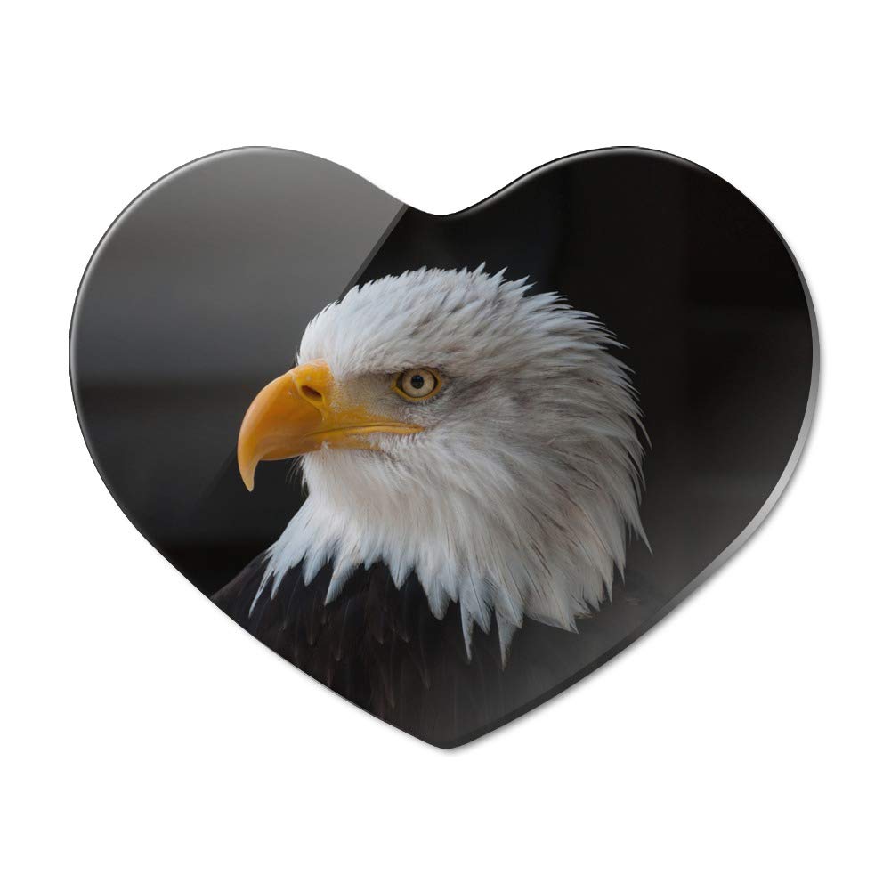 Stoic Bald Eagle Heart Acrylic Fridge Magnet - Patriotic American Decor for Kitchen, Office & Gifts | Strong Hold Refrigerator Accessory