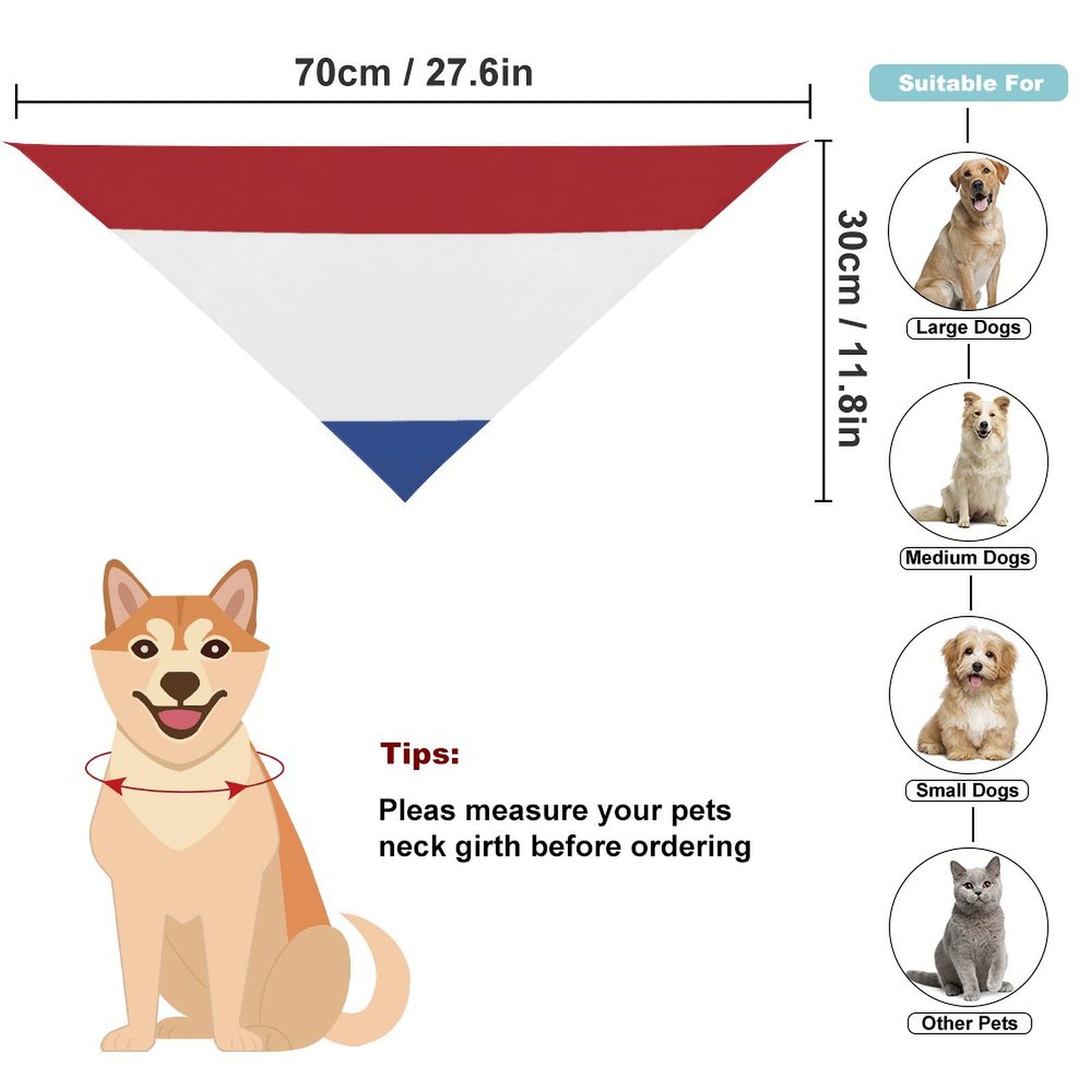 Netherlands Flag Dog Bandana - Cute Pet Scarf & Bib for Small Medium Large Dogs - Christmas Thanksgiving Holiday Gift - Perfect for Dutch Heritage Celebrations & Pet Costume Parties