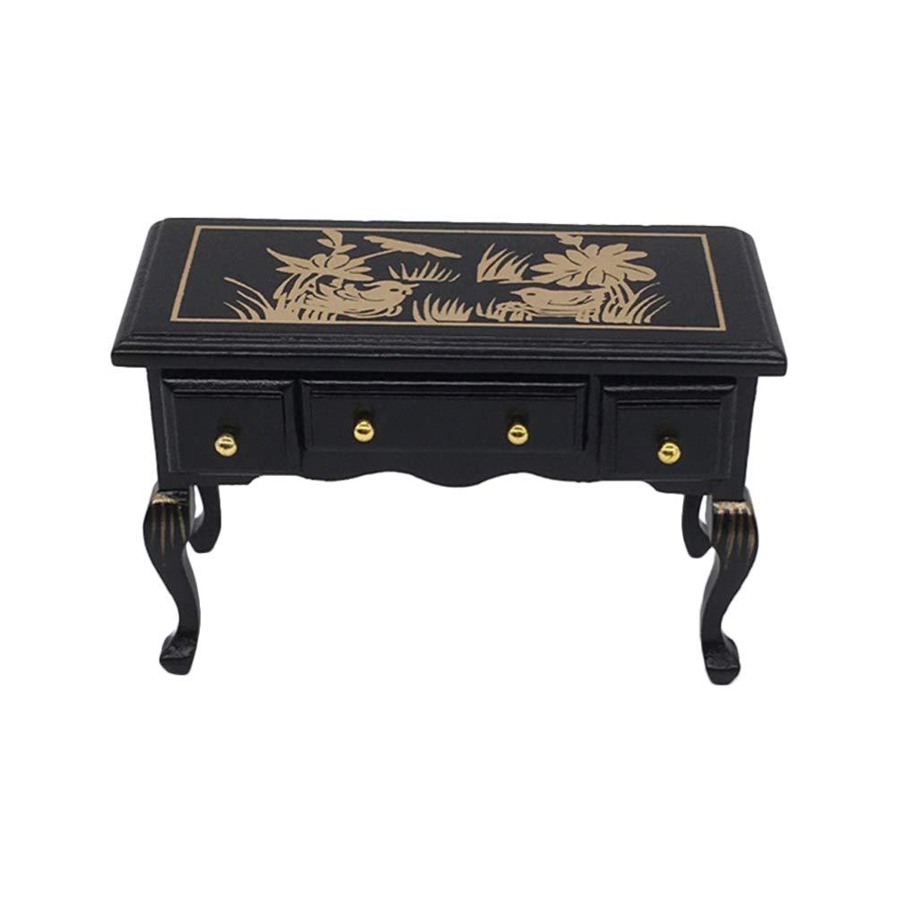 1:12 Scale Miniature Wooden Retro Dollhouse Desk - Vintage Writing Table for Dollhouse Furniture & Accessories - Perfect for Dollhouse Decor, DIY Crafts, and Collectors