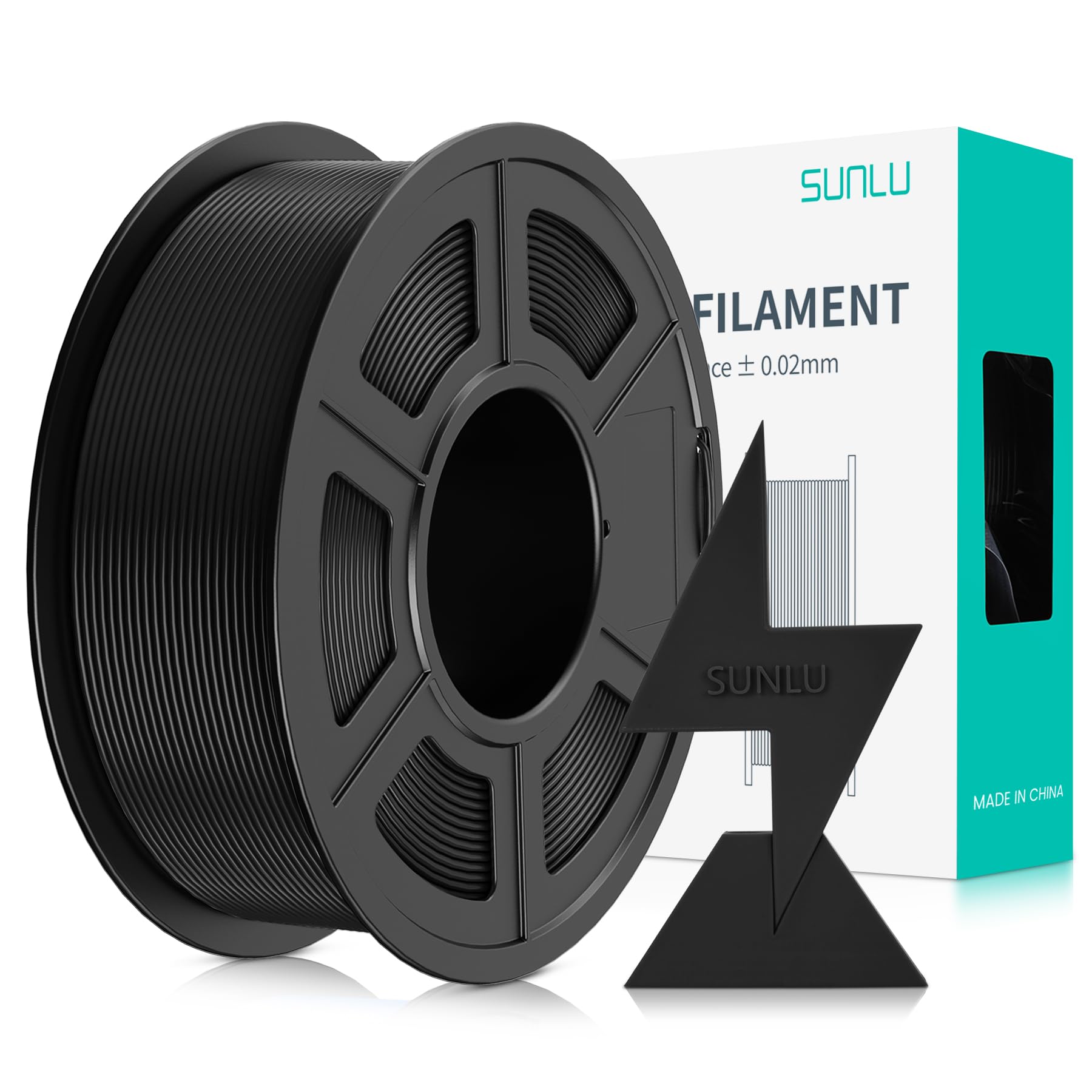 SUNLU High Speed PLA Filament 1.75mm for 3D Printers - 30mm/s to 600mm/s Print Speed, High Flow Fast Printing Filament with +/- 0.02mm Dimensional Accuracy, 1KG Spool (Black) - Perfect for Rapid Prototyping, Cosplay Props, and DIY Projects