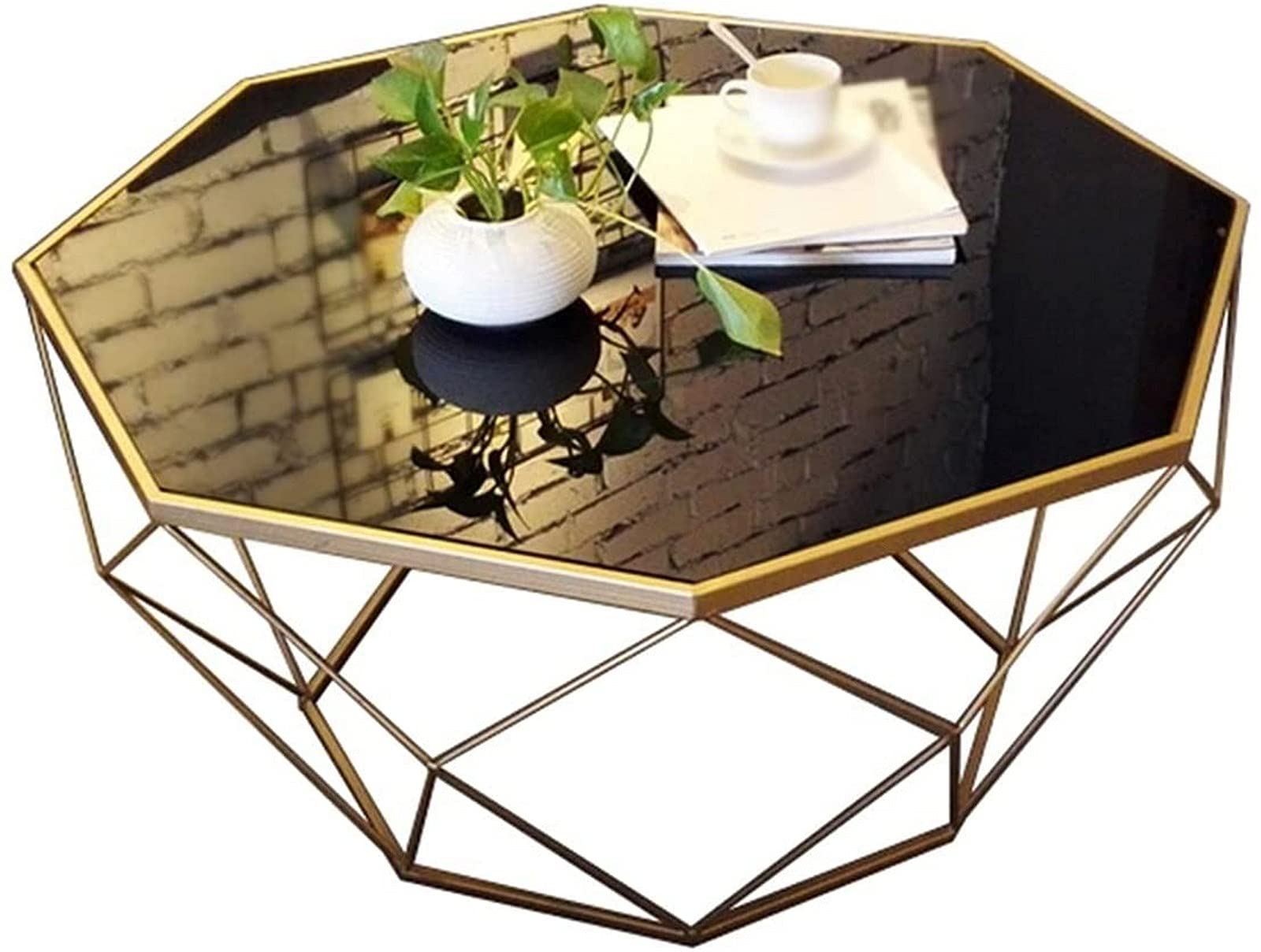 Wrought Iron & Glass Fiber Reinforced Plastic Coffee Table - Modern End Table for Living Room, Bedroom & Sofa Side | Small Tea Table for Home Decor | Perfect for Coffee Break, Reading Nook & Lounge Area