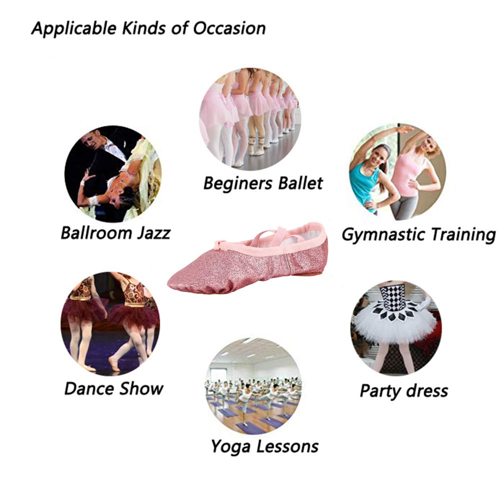 MSMAX Girls Ballet Shoes - Comfortable Wedding Party Dance Flats for Toddler/Little Kid/Big Kid - Perfect for Ballet Class, Recitals & Special Occasions