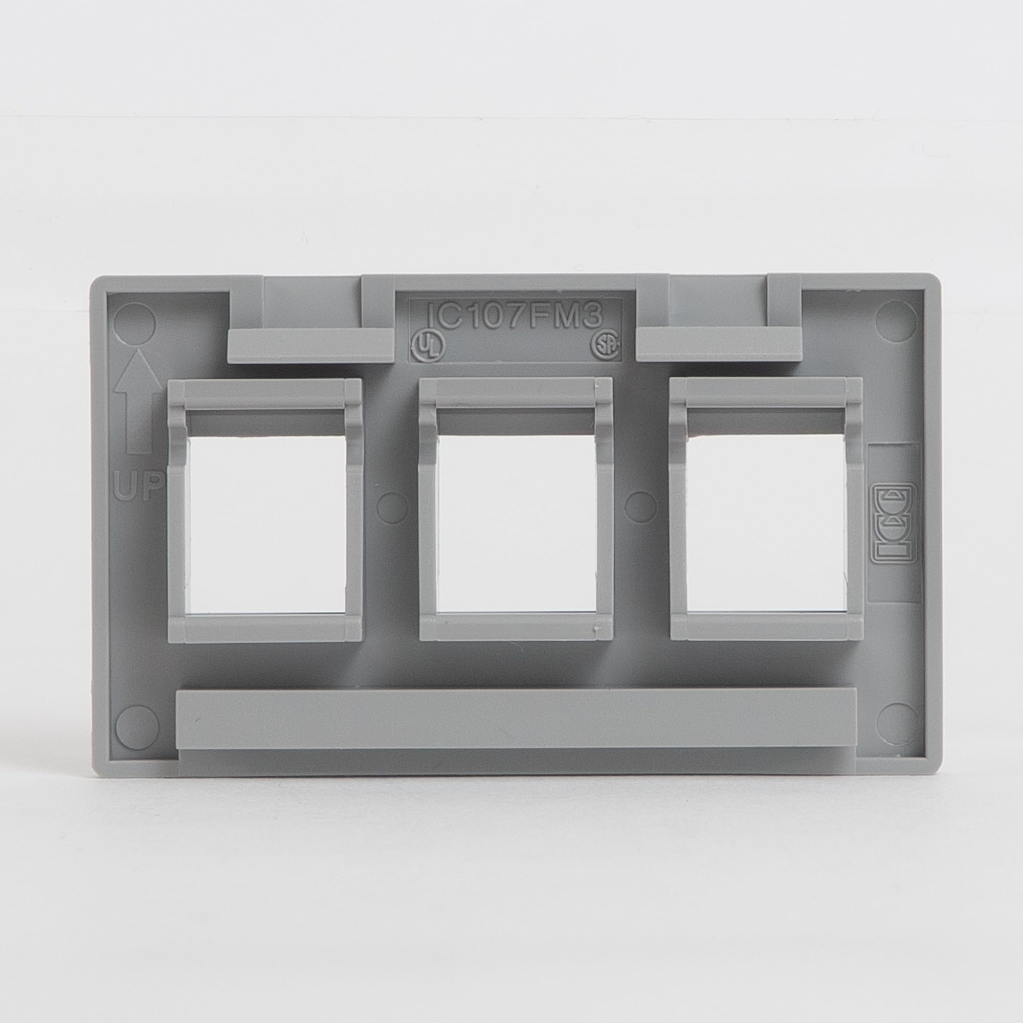 ICC 3-Port Modular Furniture Faceplate for EZ/HD Style - Gray | Cable Management Solution for Office & Home Workstations