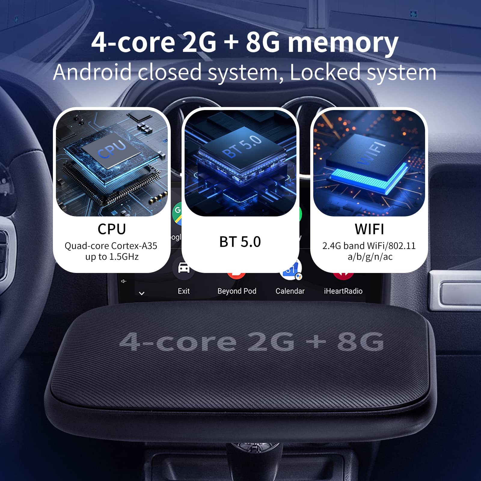 MekedeTech Wireless CarPlay & Android Auto Adapter - Plug & Play Wired to Wireless Converter for iPhone & Android - CarPlay AI Box with Netflix/YouTube Support | Perfect for Commuting, Road Trips & In-Car Entertainment