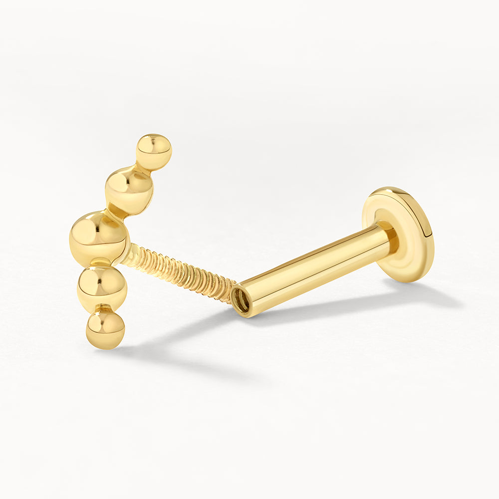 10k Gold Ball Chevron Helix Single Stud Earring - Elegant & Minimalist Jewelry for Women, Perfect for Everyday Wear & Special Occasions