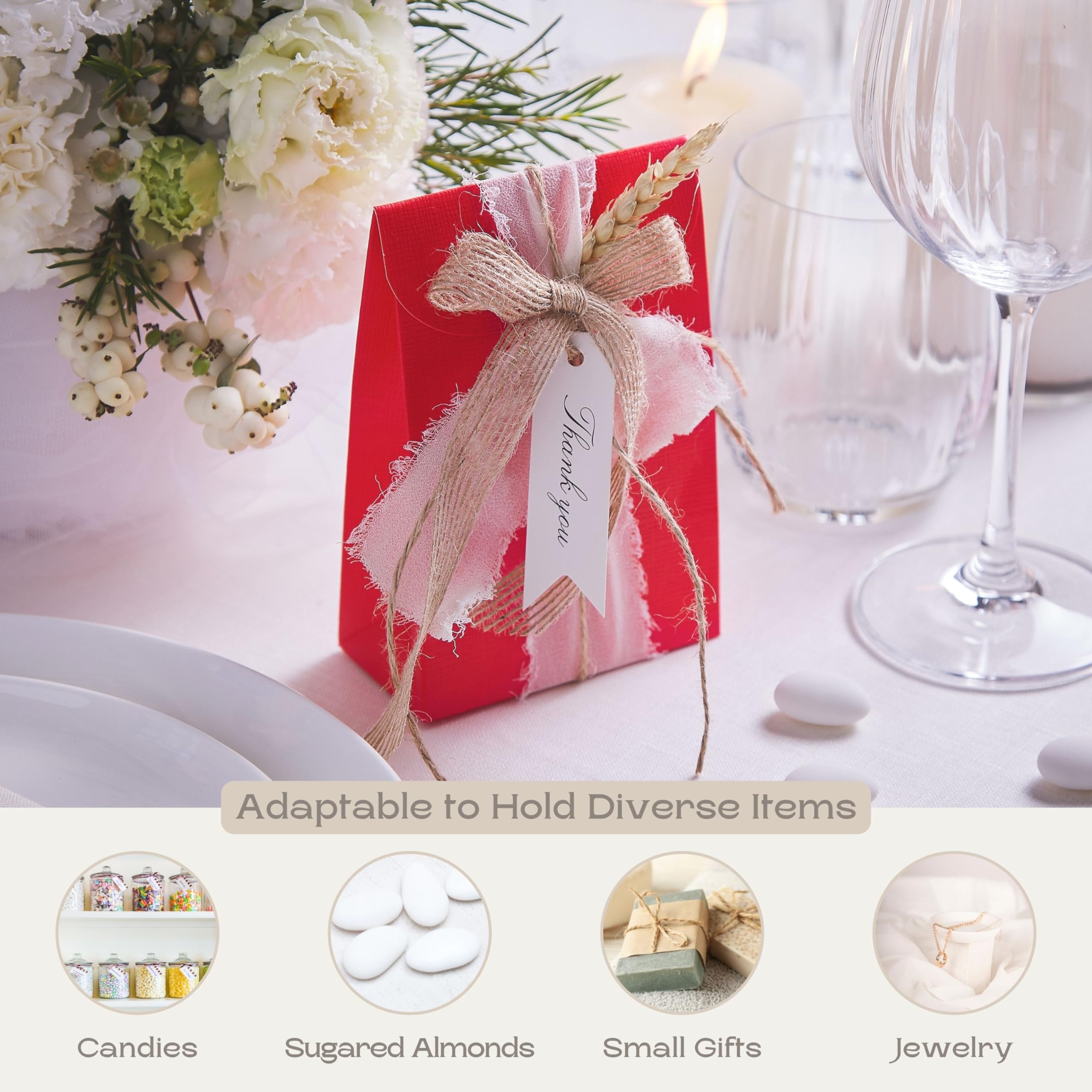 20pcs Red Silk Gift Boxes 3.54x1.77x5.11in - Perfect for Christmas, Graduation & Valentine's Day Gifts