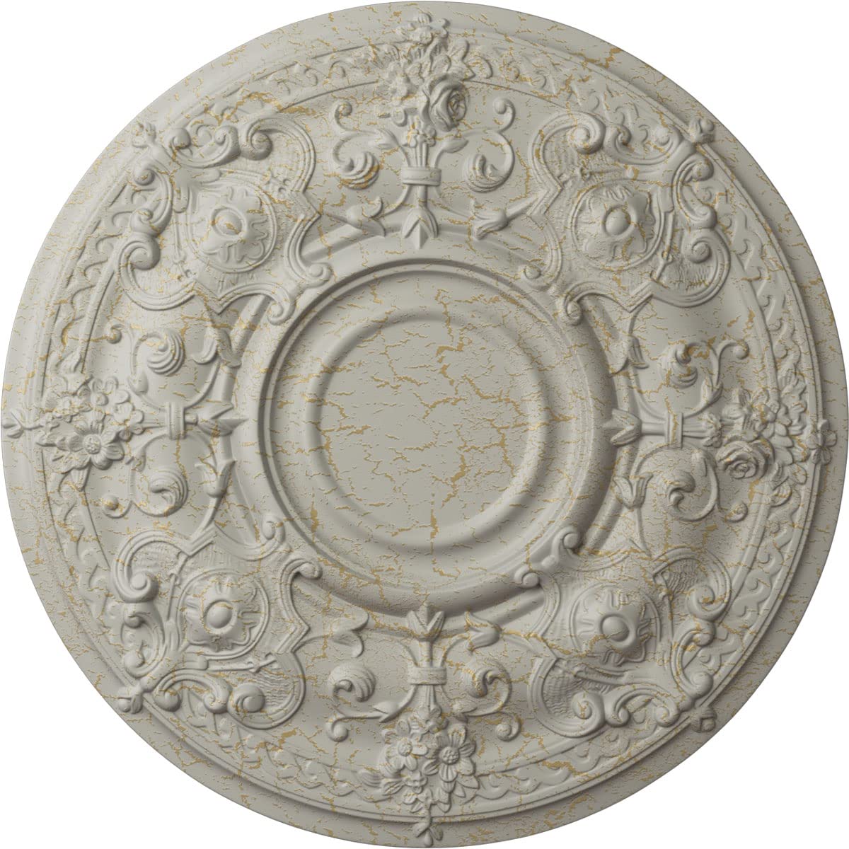 Ekena Millwork Oslo 28 Inch Ceiling Medallion - Hand Painted Cream Crackle Finish, 28 1/8