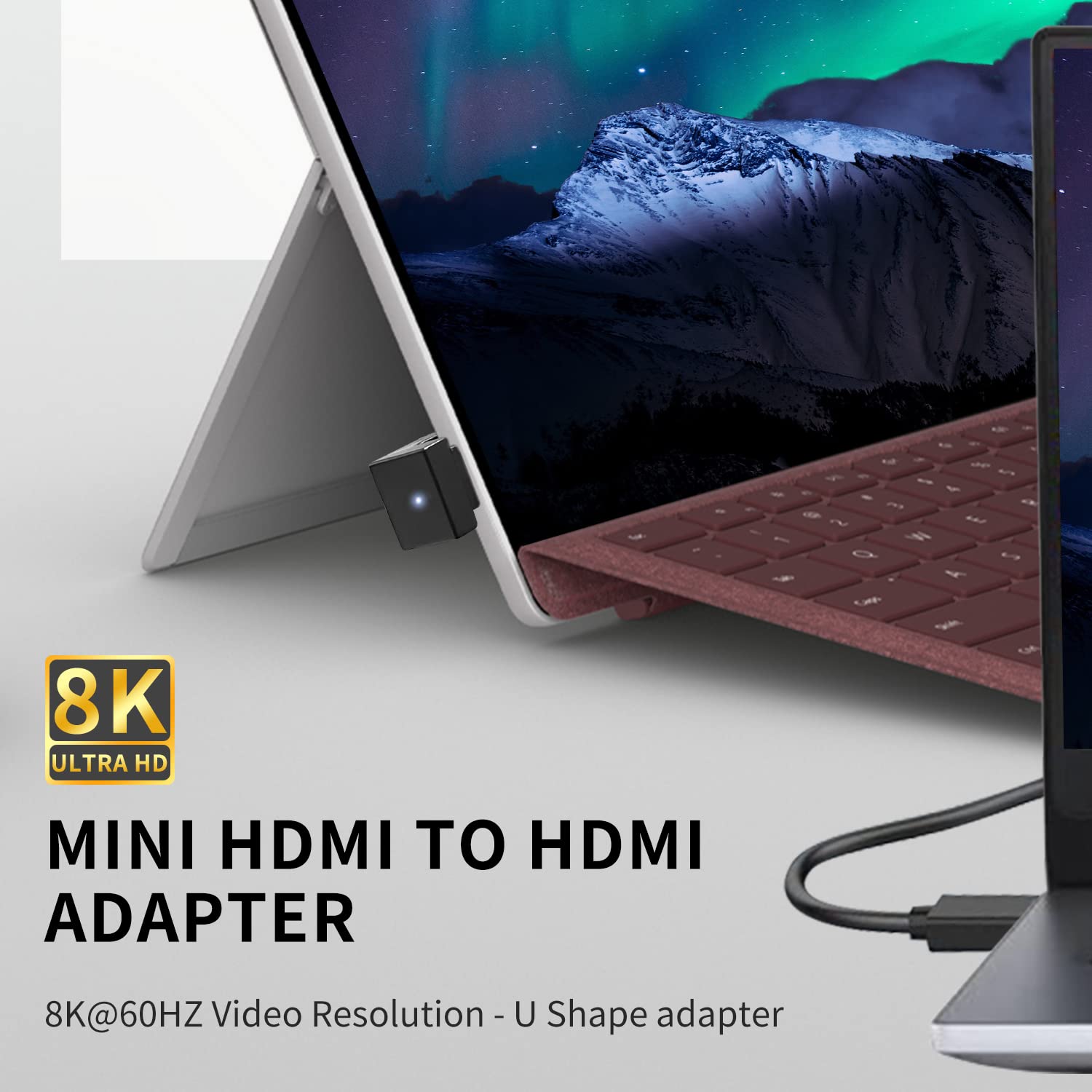 Poyiccot U-Shaped Mini HDMI to HDMI Adapter 180 Degree Male to Female Extension - Supports 8K@60Hz, 4K@120Hz, 3D, 1080P - Compatible with Digital Cameras, Monitors, DVRs (2-Pack) - Perfect for Home Theater, Gaming, and Office Setups