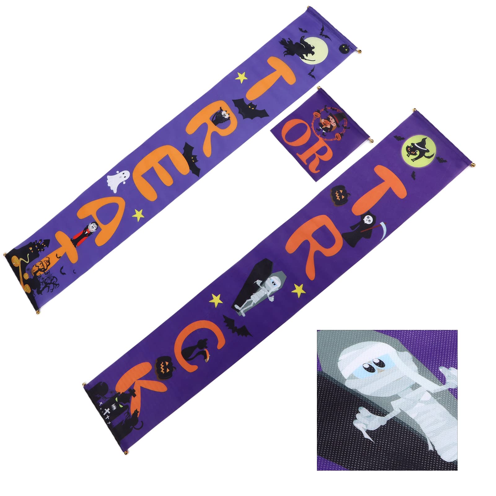 Stylish Halloween Porch Decorations - Purple Curtain with Rope Hook for Yard, Door & Trick or Treat | Outdoor Halloween Party Decor, Haunted House Decor, Spooky Front Porch Display