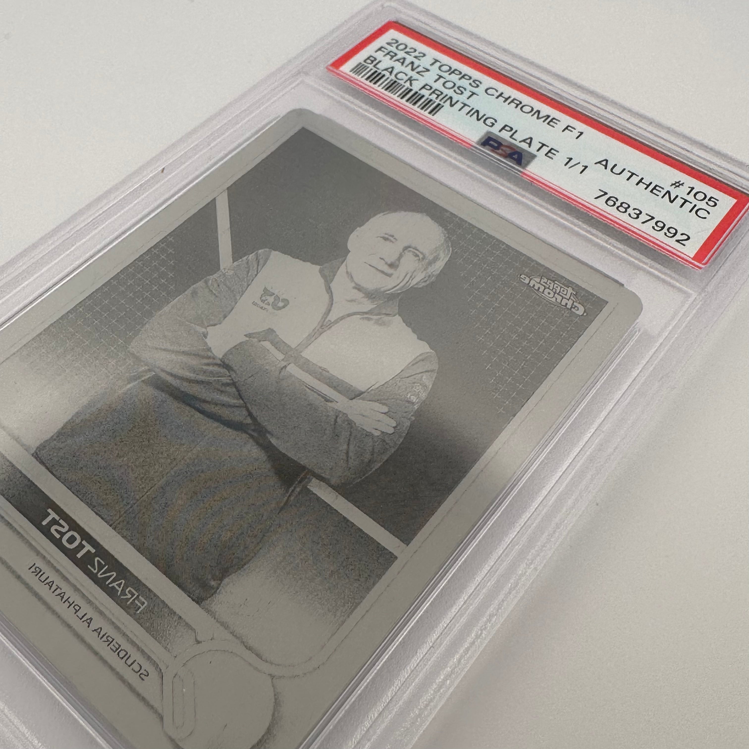 PSA Authenticated 1/1 Franz Tost Black Printing Plate - Rare Collectible for Sports Memorabilia Display & Investment