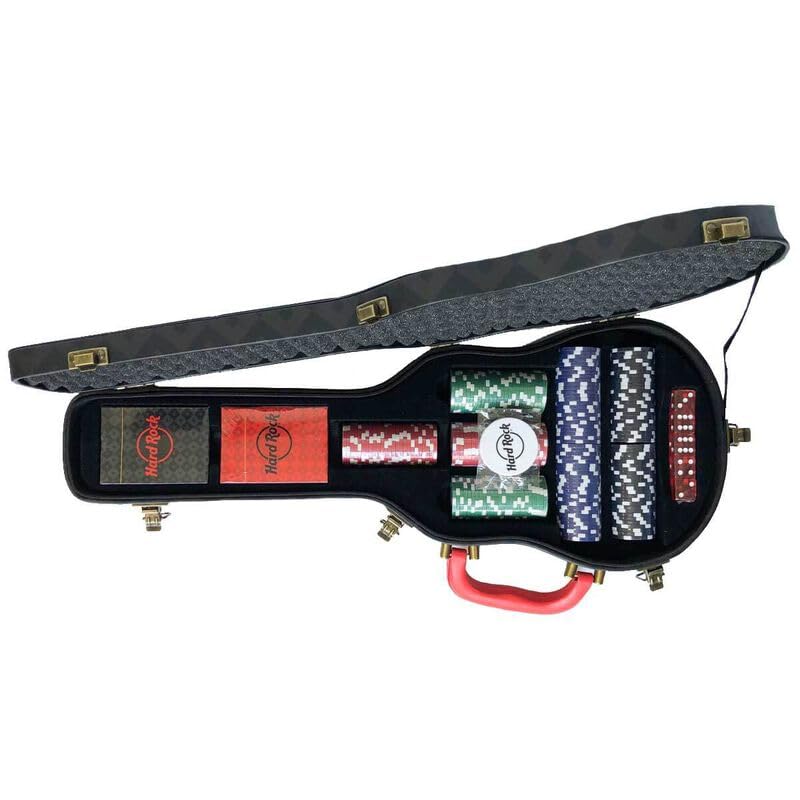 Hard Rock Guitar Shaped Poker Set with Black Case - Perfect for Casino Nights, Music Lovers & Themed Parties