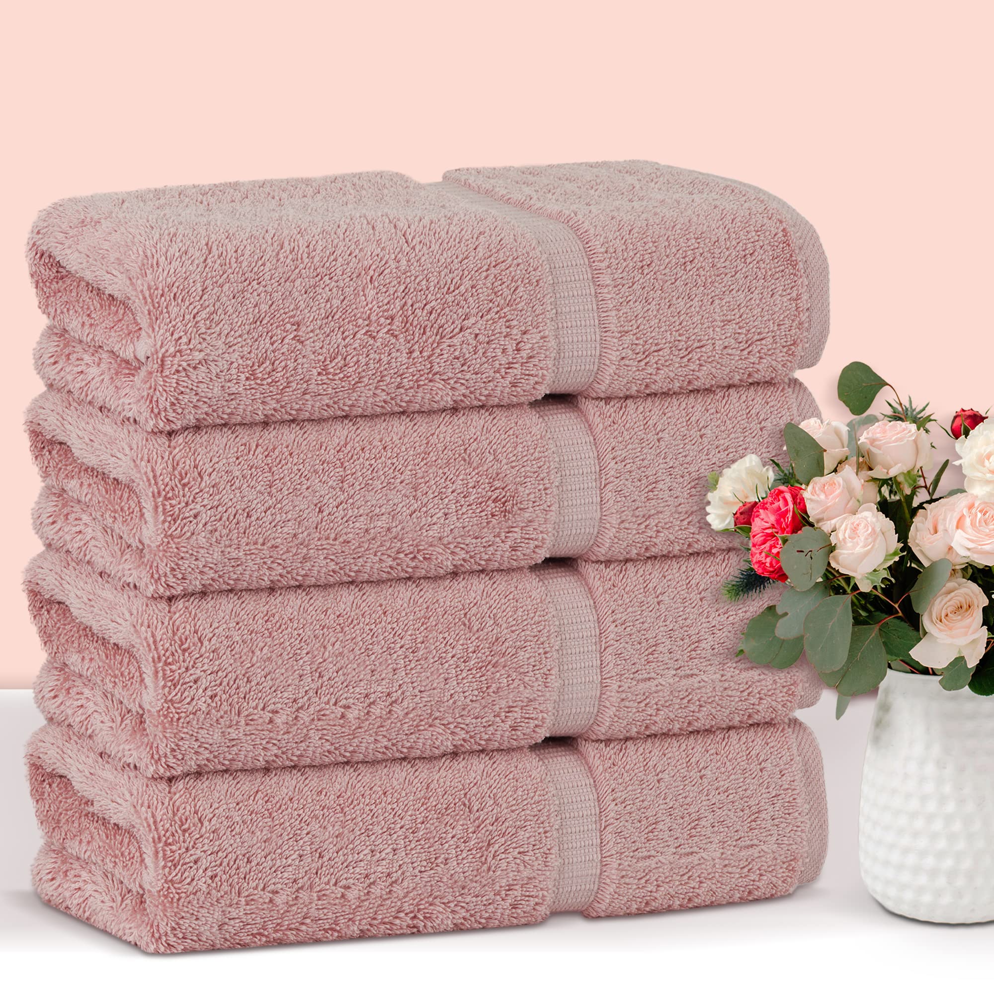 Premium 100% Cotton Turkish Bath Towels Set of 4 - Soft & Absorbent 27