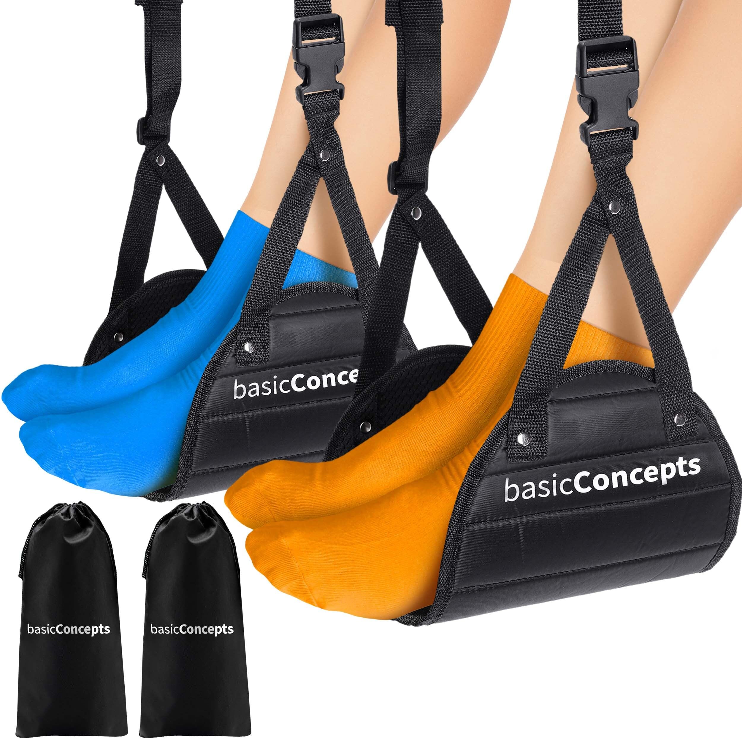 Airplane Footrest (2 Pack) - Adjustable Foot Hammock for Travel & Office Use - Comfortable Foot Support for Long Flights, Work Desks & Home Relaxation - Essential Airplane Travel Accessories & Ergonomic Office Footrest