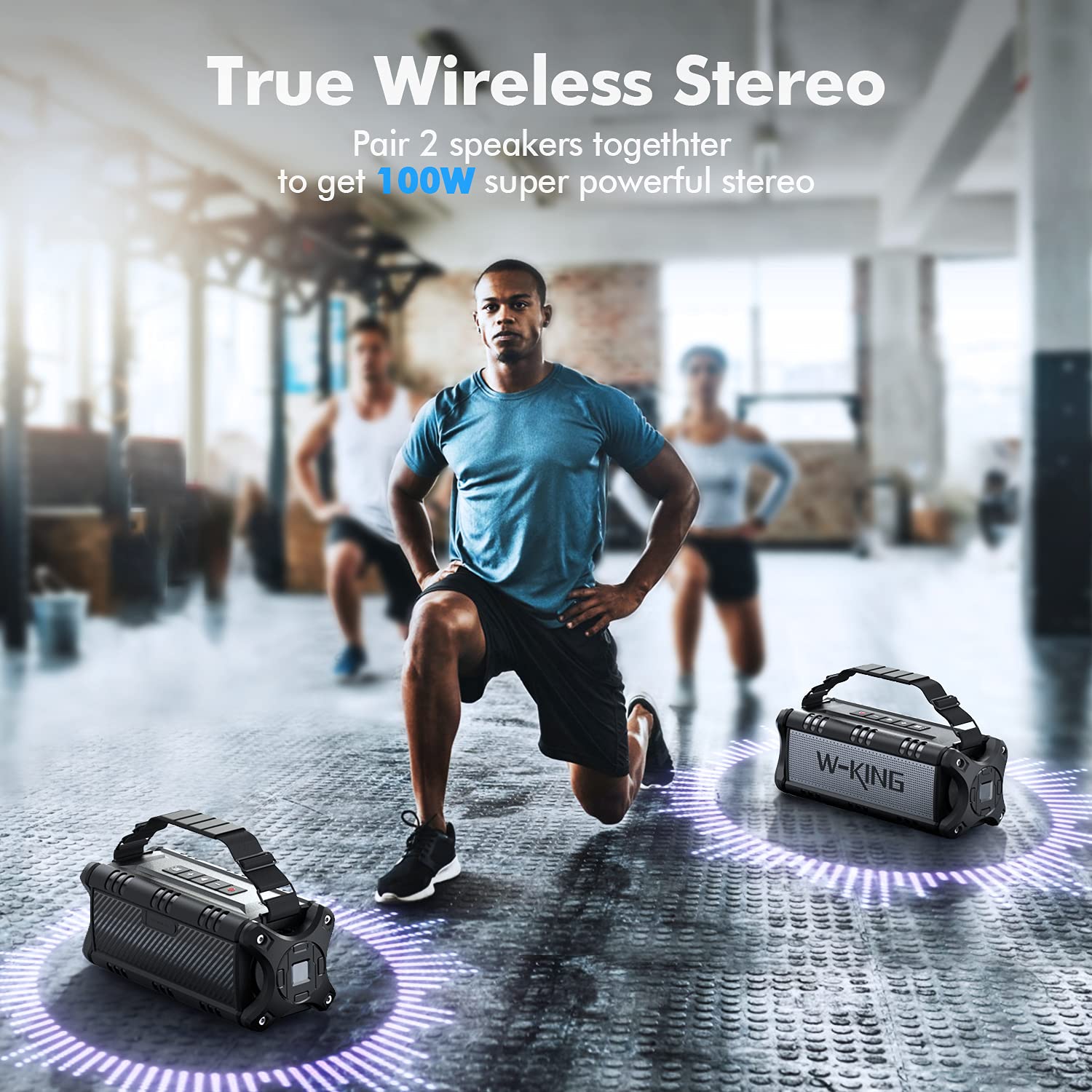 W-King 90W Peak Portable Bluetooth Speaker with Deep Bass & IPX6 Waterproof - Wireless Outdoor Boombox with 40H Playtime, Subwoofer, EQ & Stereo Pairing for Camping, Beach, Backyard, Pool Parties & Travel Adventures